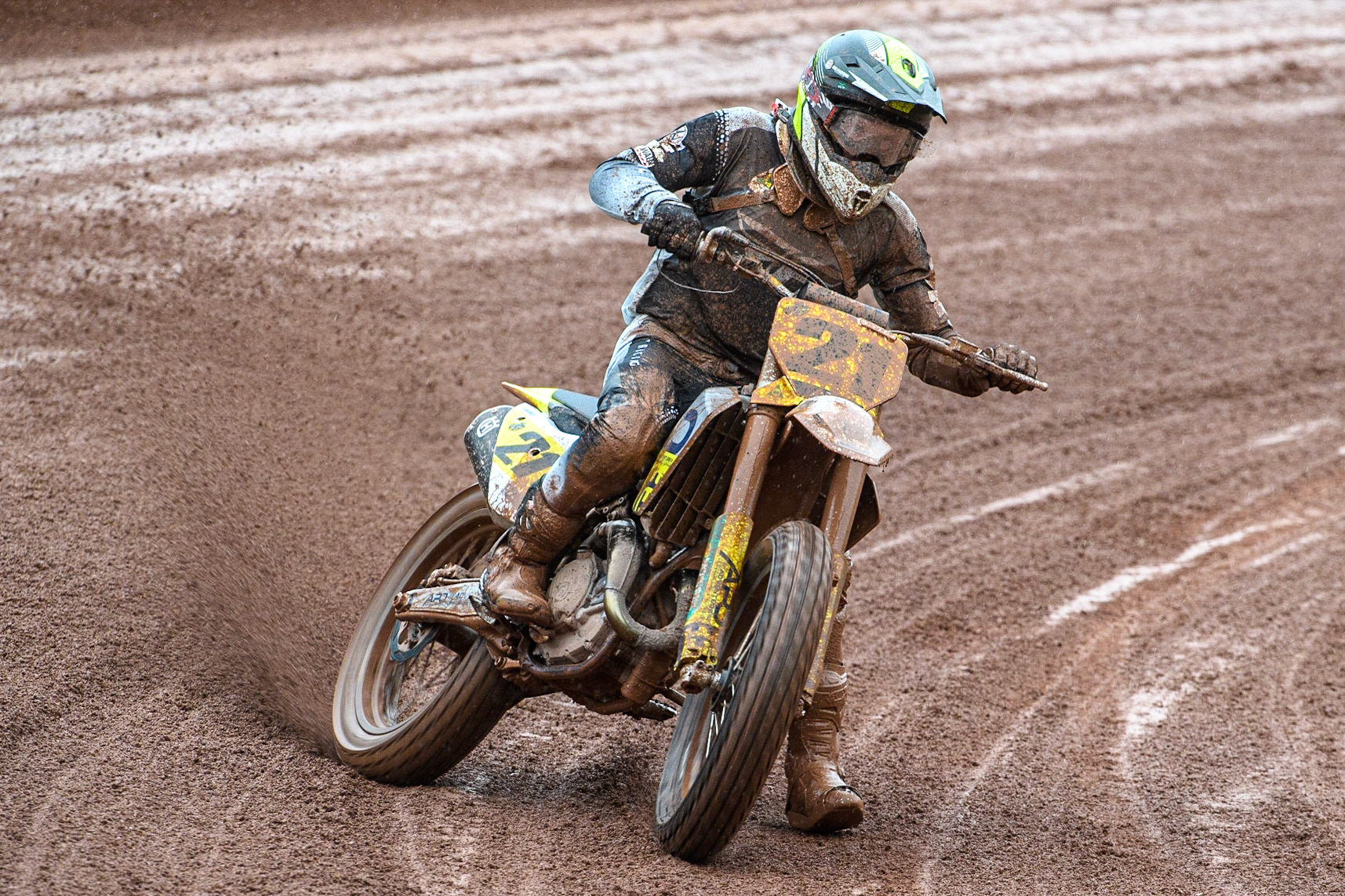 Jarred Brook (21) from Australia in action  during the FIM World Flat Track Championship Round 1 at the National Speedway Stadium, Manchester on Saturday 5th August 2023. (Photo: Ian Charles | MI News)