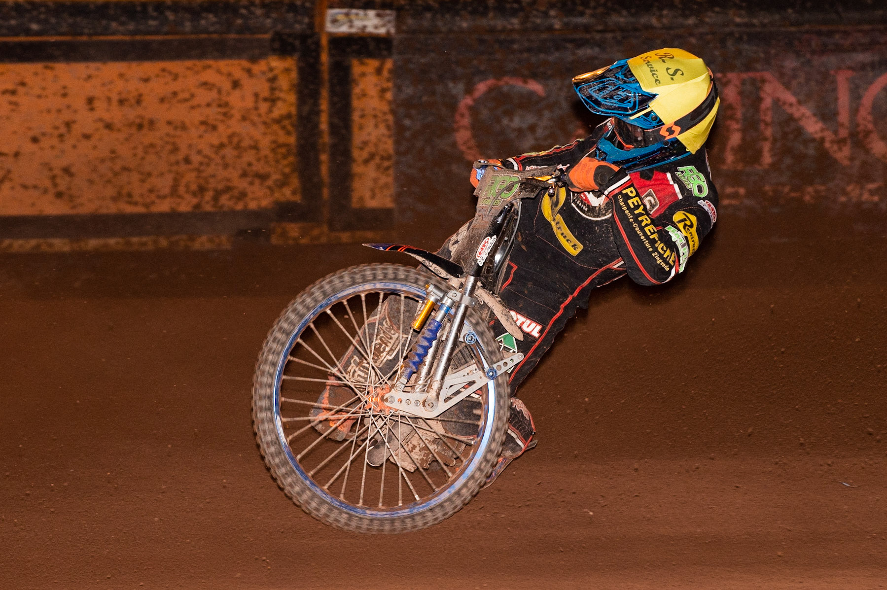 Photo by Ian Charles:

Dimitri Bergé  in action 

Wolverhampton Wolves v Belle Vue Aces, British Speedway Premiership 22 April 2019