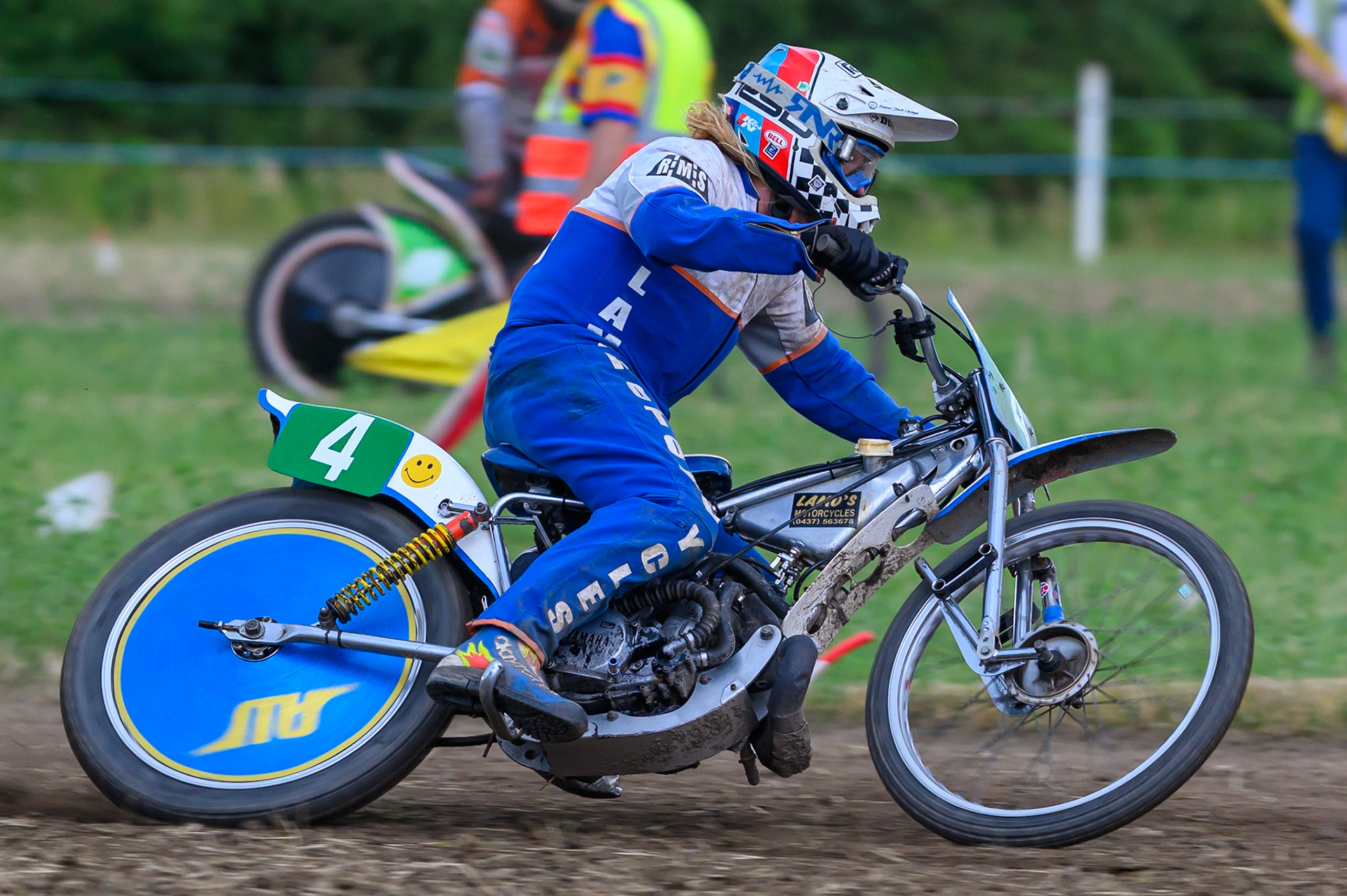 Simon Hammersley in action in the 250cc Class during the ACU Northern Grass Track Riders Championship at Cheshire Grass Track Club, Frog Lane, Knutsford, Cheshire on Sunday 20th July 2025. (Photo: Ian Charles | MI News)