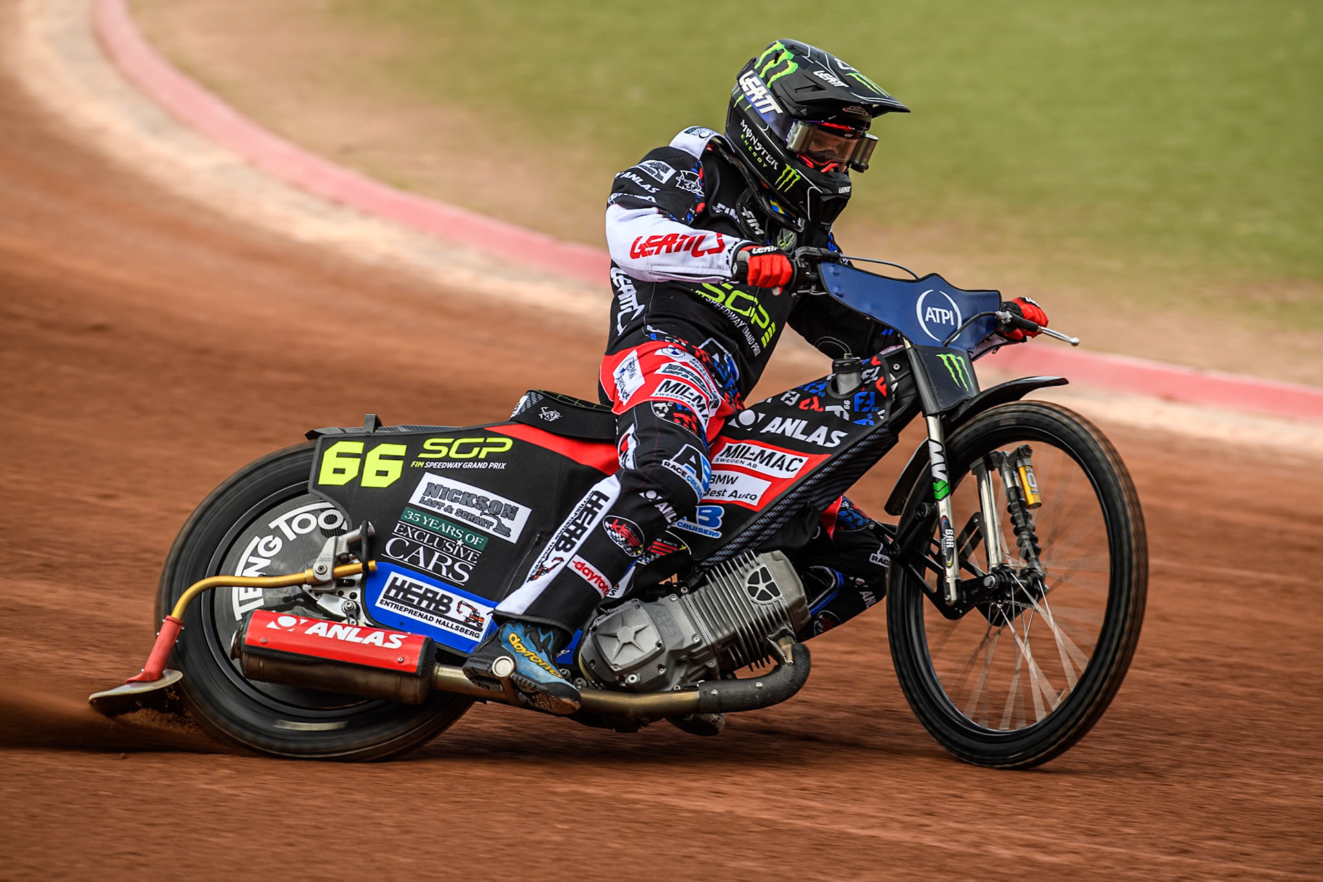 Fredrik Lindgren (66) of Sweden in practice during the ATPI FIM Speedway Grand Prix Round 4 at the National Speedway Stadium, Manchester, on Friday 6th June 2025. (Photo: Ian Charles | MI News)