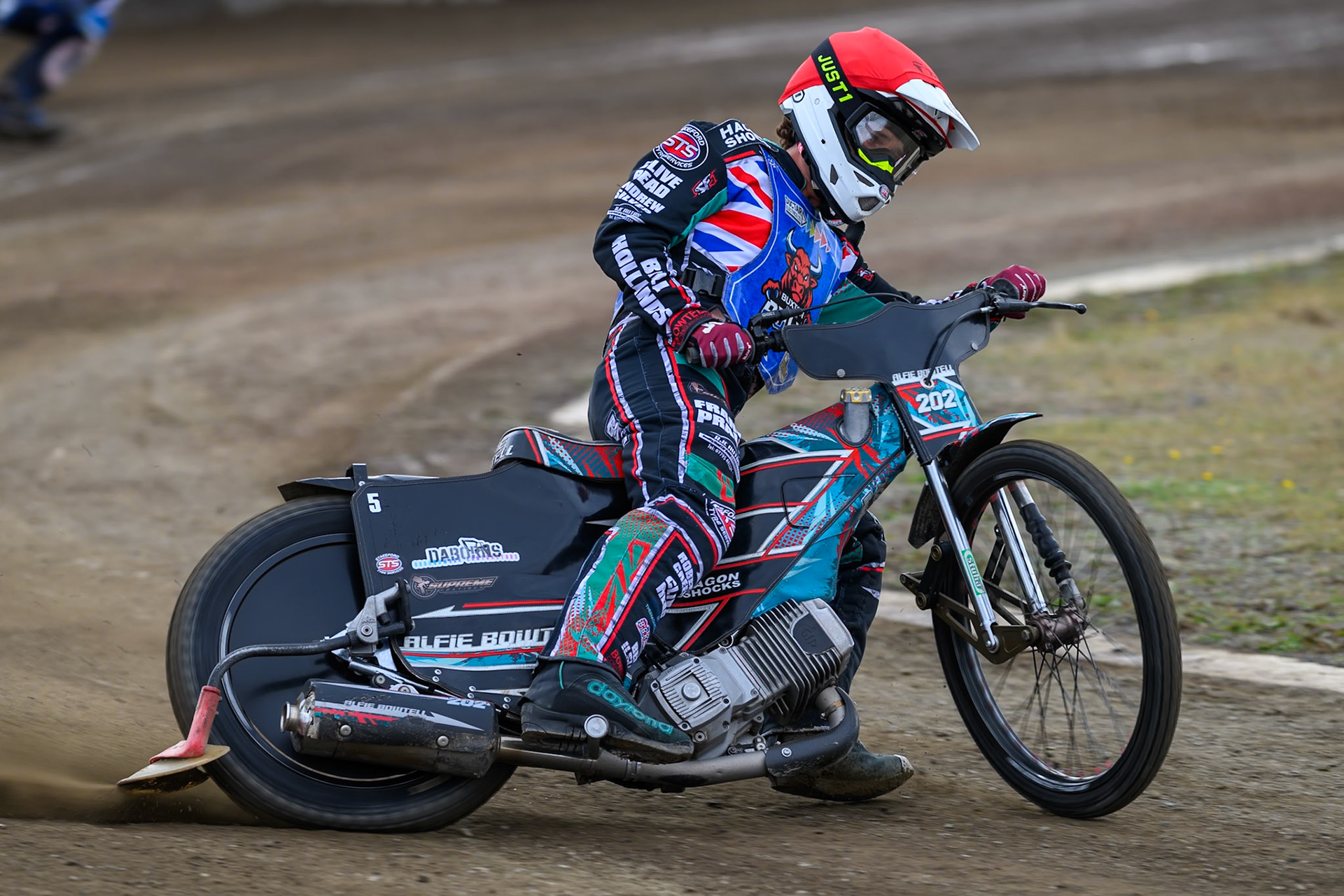 Alfie Bowtell of Buxton Bulls in action during the WSRA National Development League match  between Buxton Bulls and Middlesborough Tigers at Hi-Edge Speedway, Buxton on Sunday 16th August 2026. (Photo: Ian Charles | MI News)