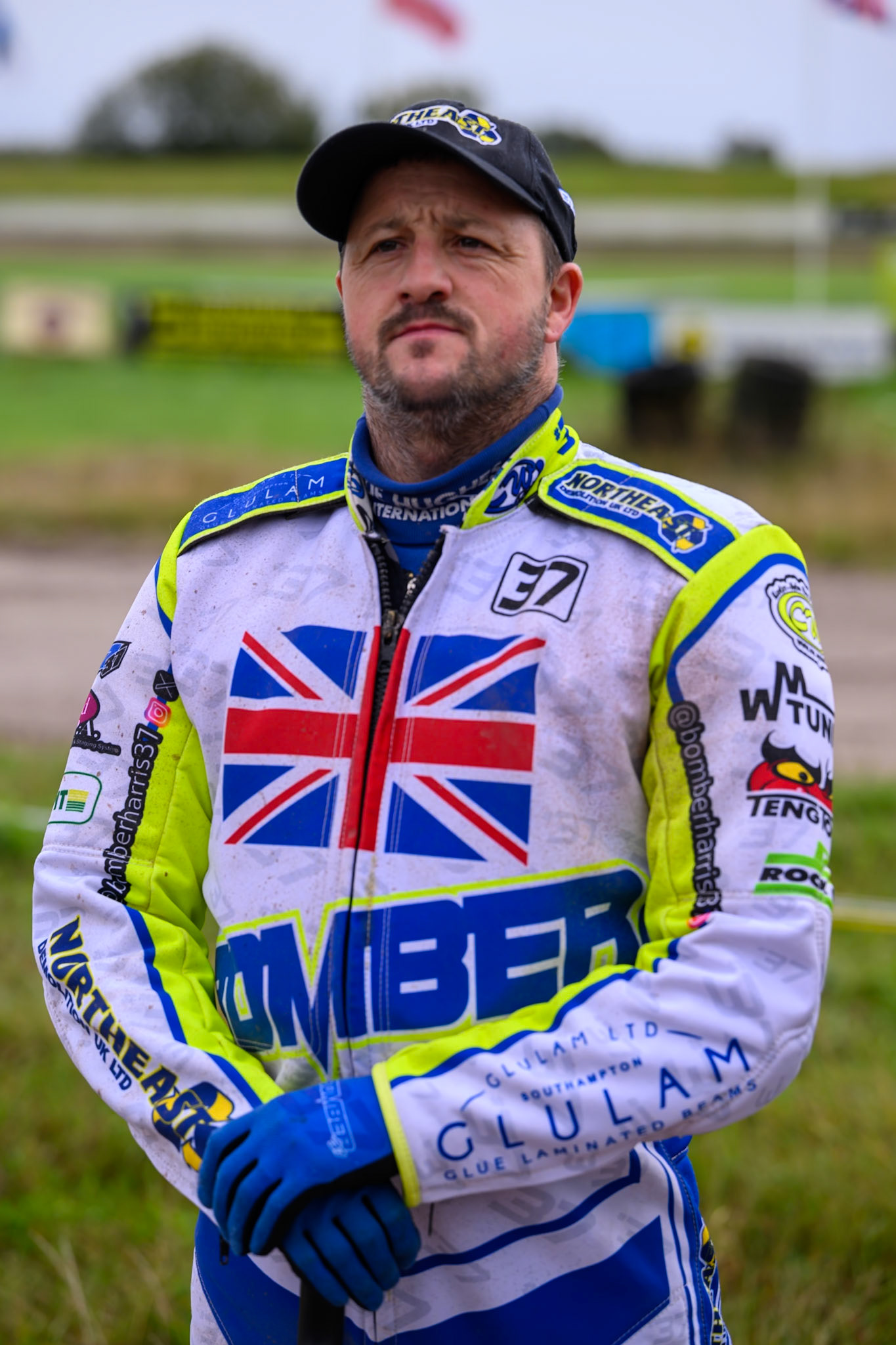 Chris Harris (37) of Great Britain during the FIM Long Track World Championship Final 4, at the Speed Centre Roden, Netherlands on Sunday 21st September 2025. (Photo: Ian Charles | MI News)during the FIM Long Track World Championship Final 4, at the Speed Centre, Roden on Sunday 21st September 2025. (Photo: Ian Charles | MI News)