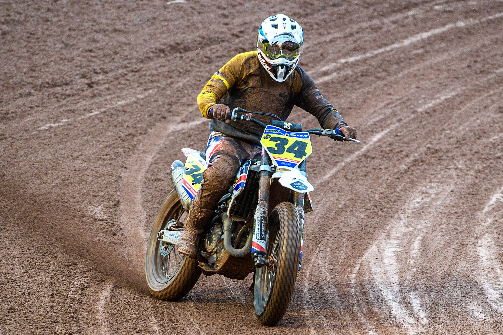 Ervin Krajčovič (34) from Czech Rep. in action  during the FIM World Flat Track Championship Round 1 at the National Speedway Stadium, Manchester on Saturday 5th August 2023. (Photo: Ian Charles | MI News)