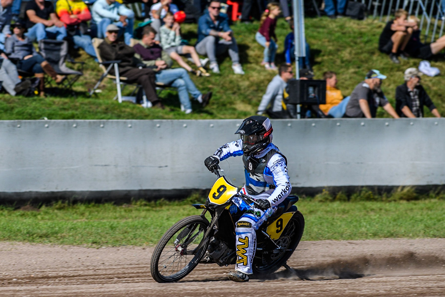 Jesse Mustonen practices during the FIM Long Track Of Nations event at the Speed Centre Roden on Sunday 24th September 2023. (Photo: Ian Charles | MI News)