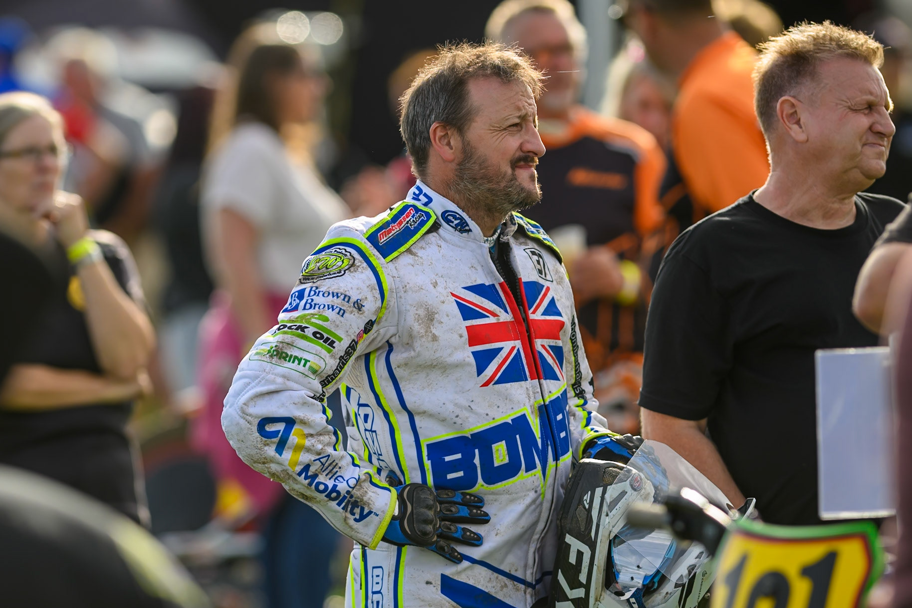 British Masters (Solos): Chris Harris (37)  watches the racing during the British Masters Grasstrack Championship at Lower Marsh Farm, Much Hoole, Preston in Lancashire, England on Sunday 13th September 2026. (Photo: Ian Charles | MI News)