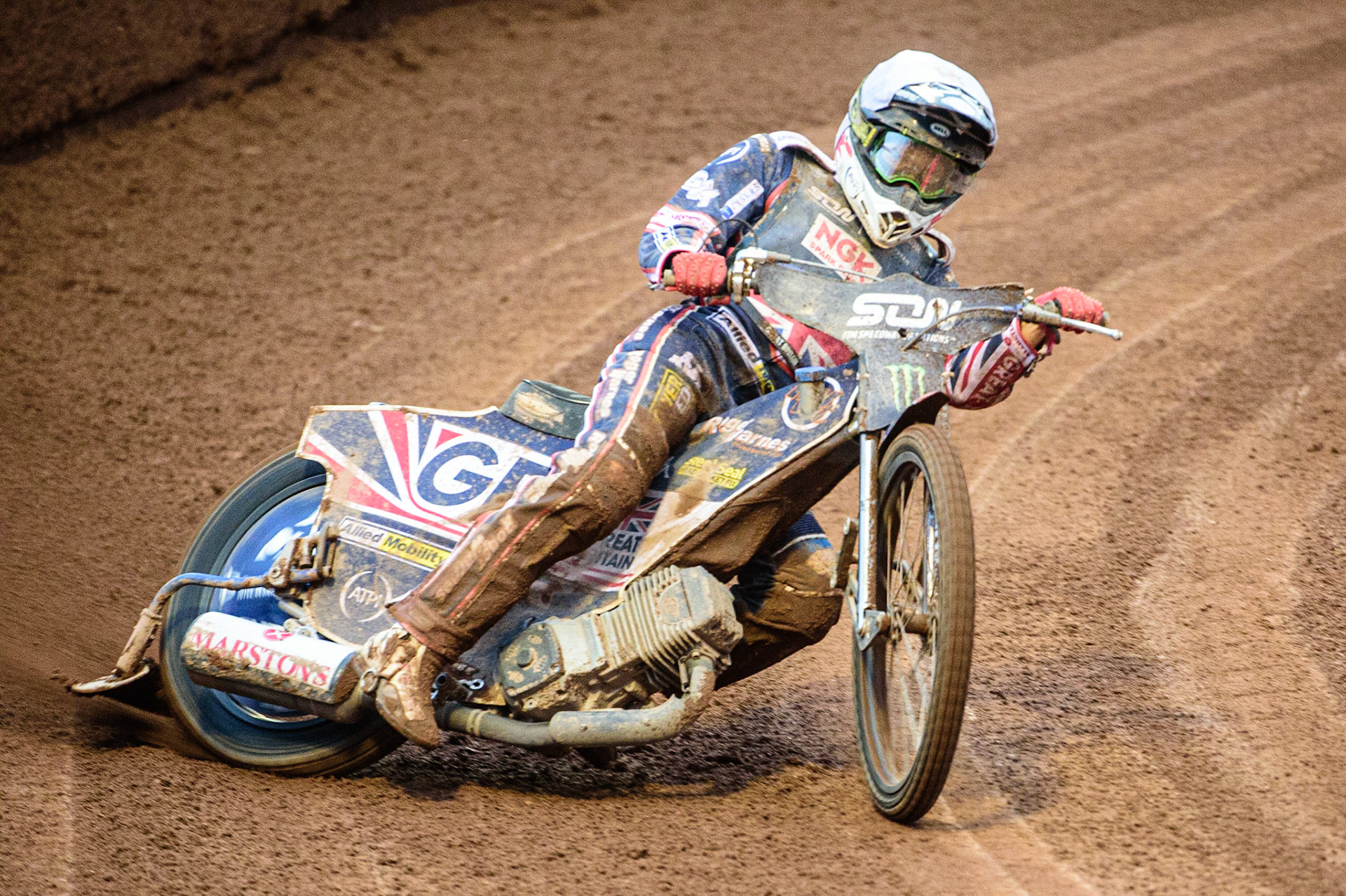 MANCHESTER, UK. OCT 17TH Dan Bewley of Great Britain in action  during the Monster Energy FIM Speedway of Nations at the National Speedway Stadium, Manchester on Sunday  17th October 2021. (Credit: Ian Charles | MI News)