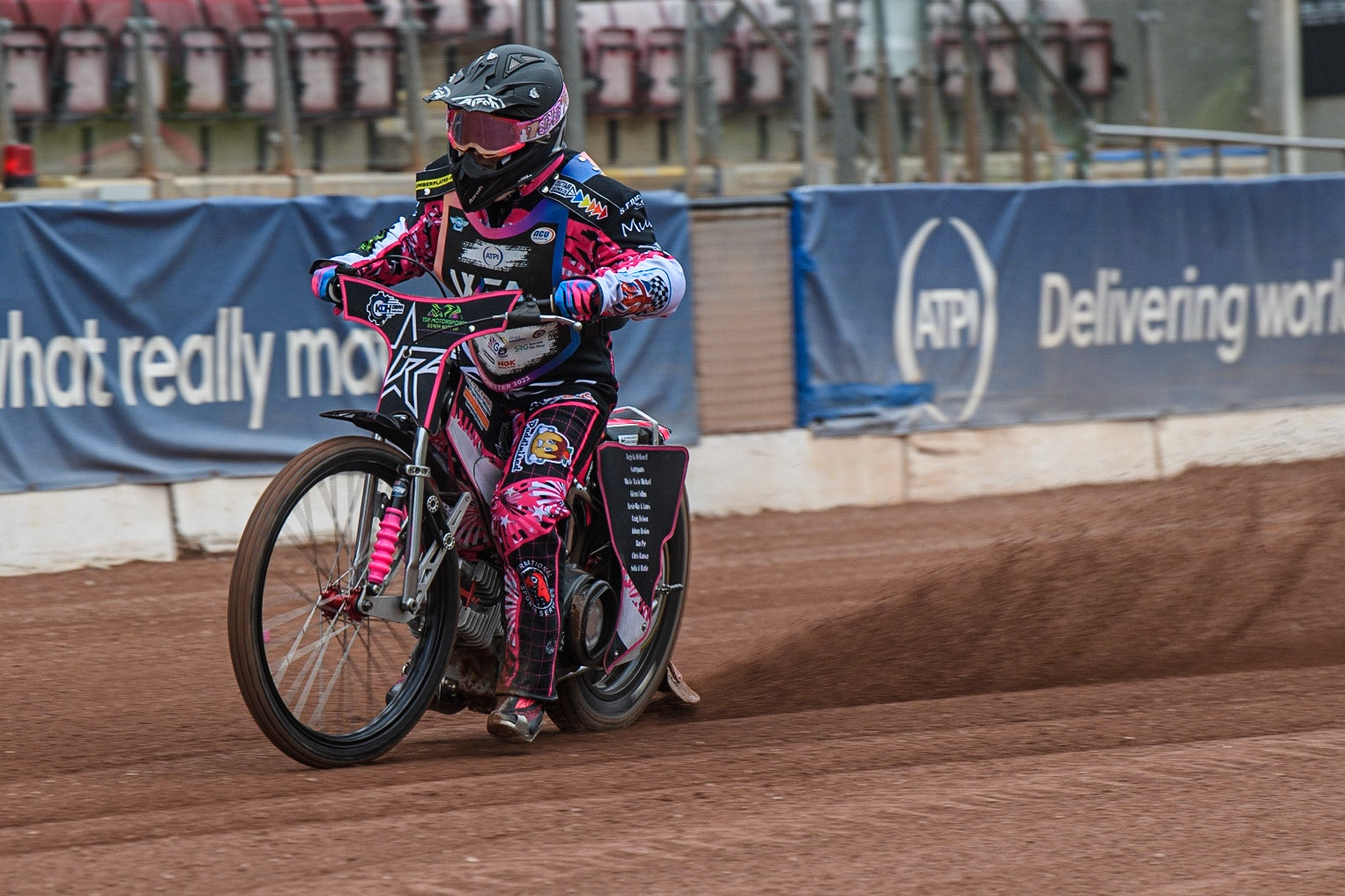 Rachel Hellowell does a practice start during the FIM Women's  Speedway Academy at the National Speedway Stadium, Manchester on Friday 4th August 2023. (Photo: Ian Charles | MI News)