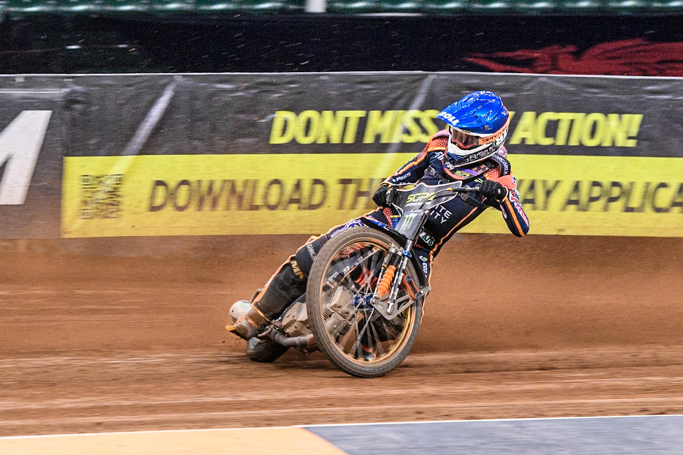 Mikkel Michelsen (155) of Denmark in action during the FIM Speedway Grand Prix of Great Britain at The Principality Stadium, Cardiff on Saturday 17th August 2024. (Photo: Ian Charles | MI News)