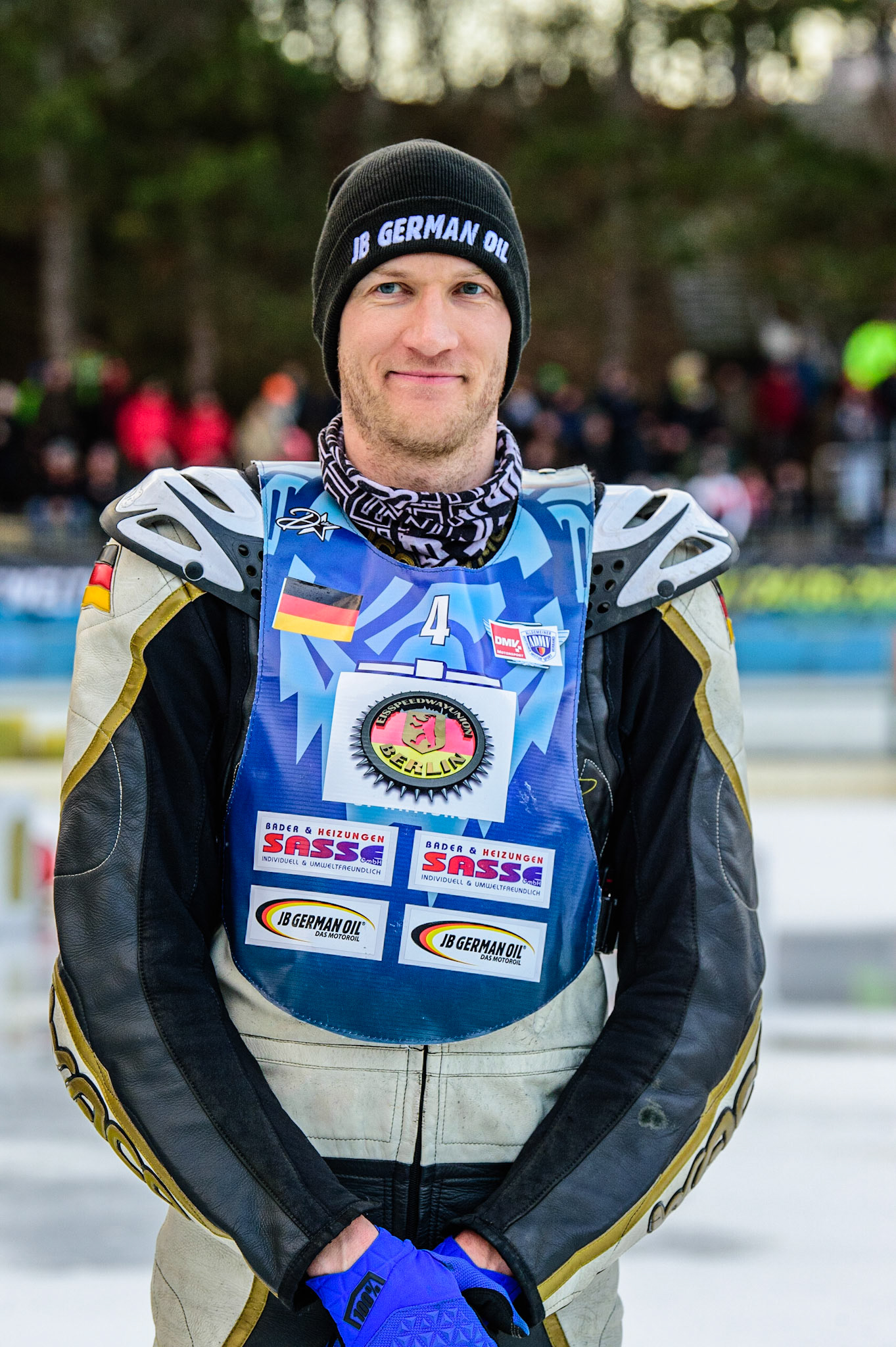 Franz Mayerbüchler during the German Individual Ice Speedway Championship at Horst-Dohm-Eisstadion, Berlin on Friday 3rd March 2023. (Photo: Ian Charles | MI News)