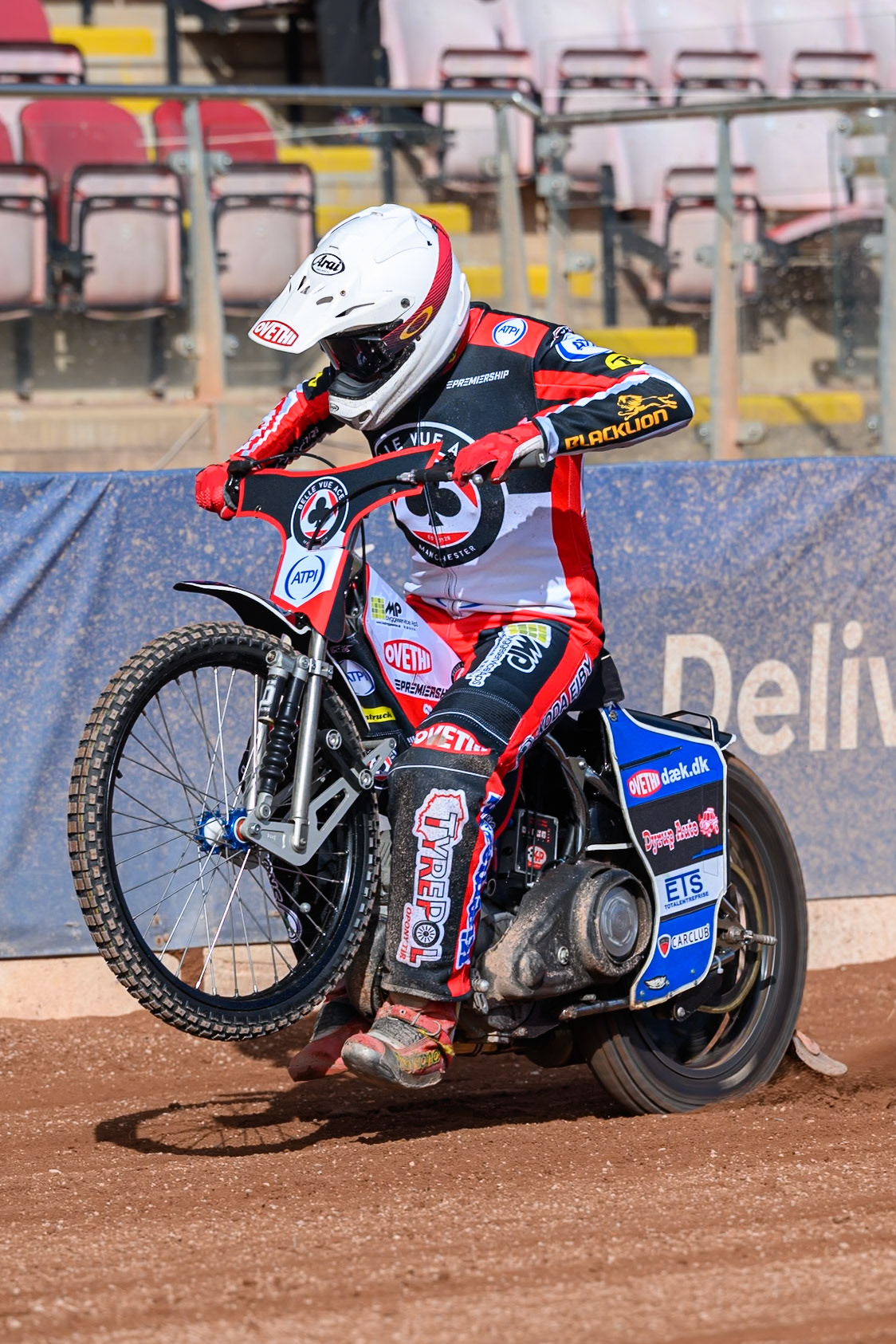 Peter Kildemand of Belle Vue Aces does a practice start during the Belle Vue Aces Media Day at the National Speedway Stadium, Manchester on Wednesday 11th March 2026. (Photo: Ian Charles | MI News)