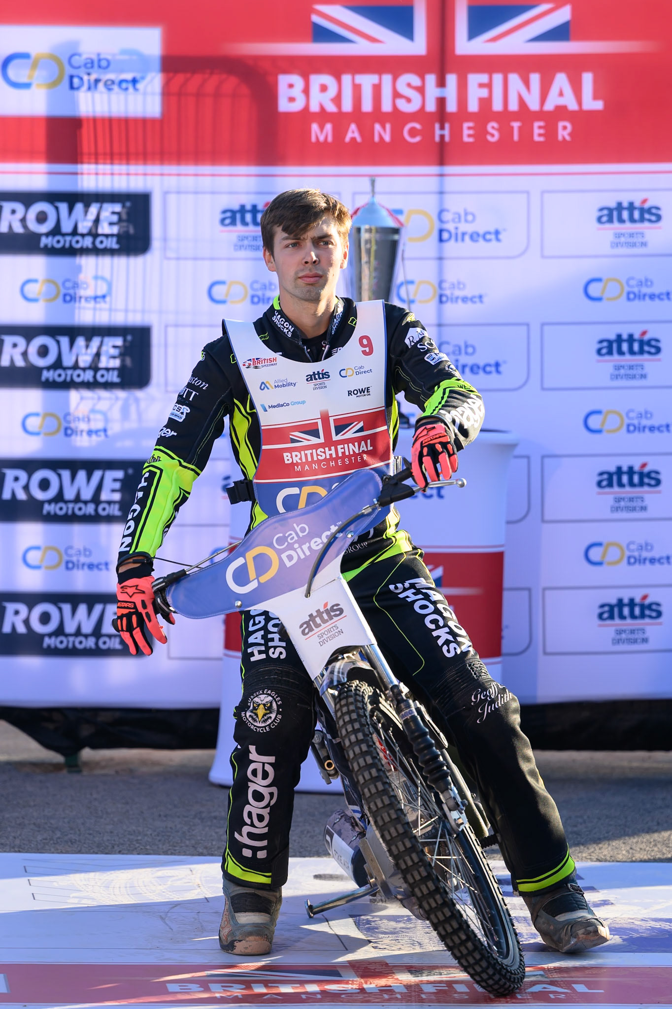 Jason Edwards (9) during the Cab Direct British Speedway Championship Final at the National Speedway Stadium, Manchester on Saturday 15th August 2026. (Photo: Ian Charles | MI News)