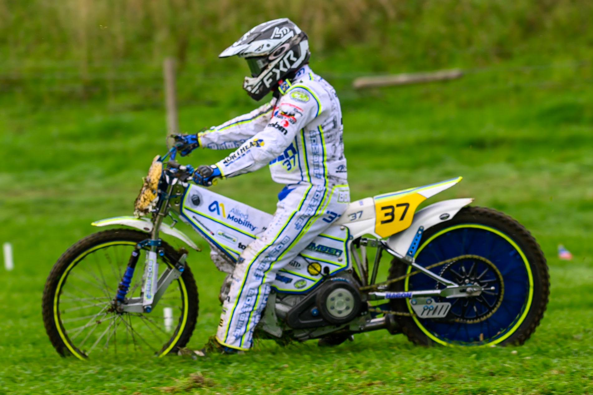 Chris Harris (37) during practice for  the British Masters Grasstrack Championship at Lower Marsh Farm, Much Hoole, Preston in Lancashire, England on Sunday 13th September 2026. (Photo: Ian Charles | MI News)