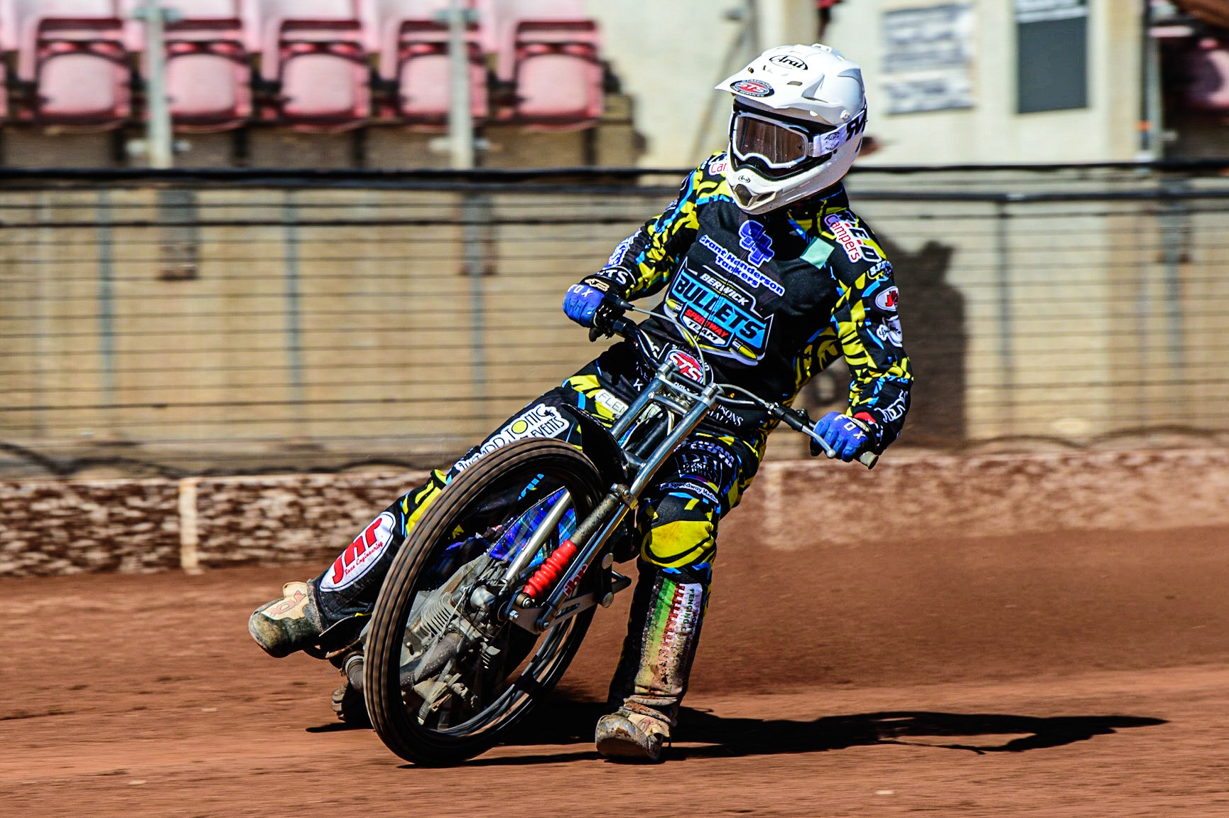Greg Blair  in action  for Berwick ‘GHT’ Bullets during the National Development League match between Belle Vue Colts and Berwick Bullets at the National Speedway Stadium, Manchester on Friday 7th April 2023. (Photo: Ian Charles | MI News)