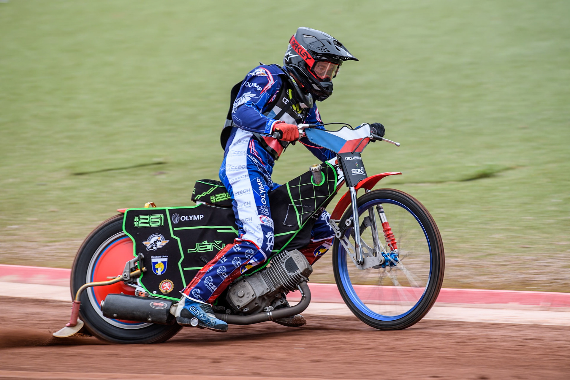 Jan Jenicek of Czech Republic practices during the Monster Energy FIM Speedway of Nations 2 (Under 21) Final at the National Speedway Stadium, Manchester on Friday 12th July 2024. (Photo: Ian Charles | MI News)