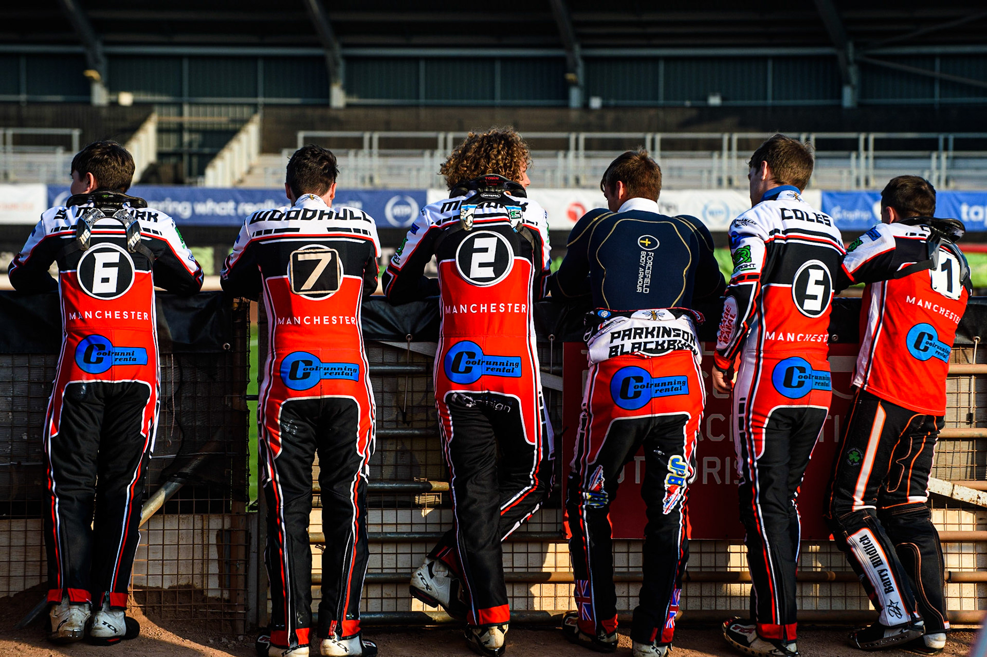 MANCHESTER, UK. JULY 23RD The Belle Vue Colts watch the pre meeting track prep during the National Development League match between Belle Vue Colts and Eastbourne Seagulls at the National Speedway Stadium, Manchester on Friday 23rd July 2021. (Credit: Ian Charles | MI News)