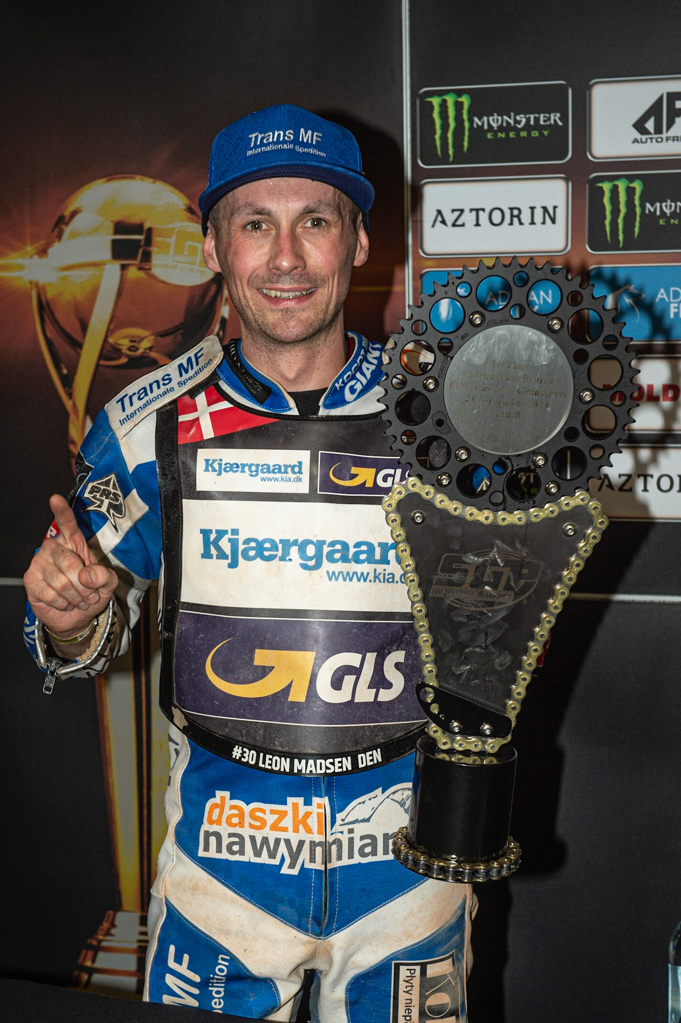 CARDIFF,WALES GP Winner Leon Madsen during the ADRIAN FLUX BRITISH FIM SPEEDWAY GRAND PRIX at the Principality Stadium, Cardiff on Saturday 21st September 2019. (Credit: Ian Charles | MI News)