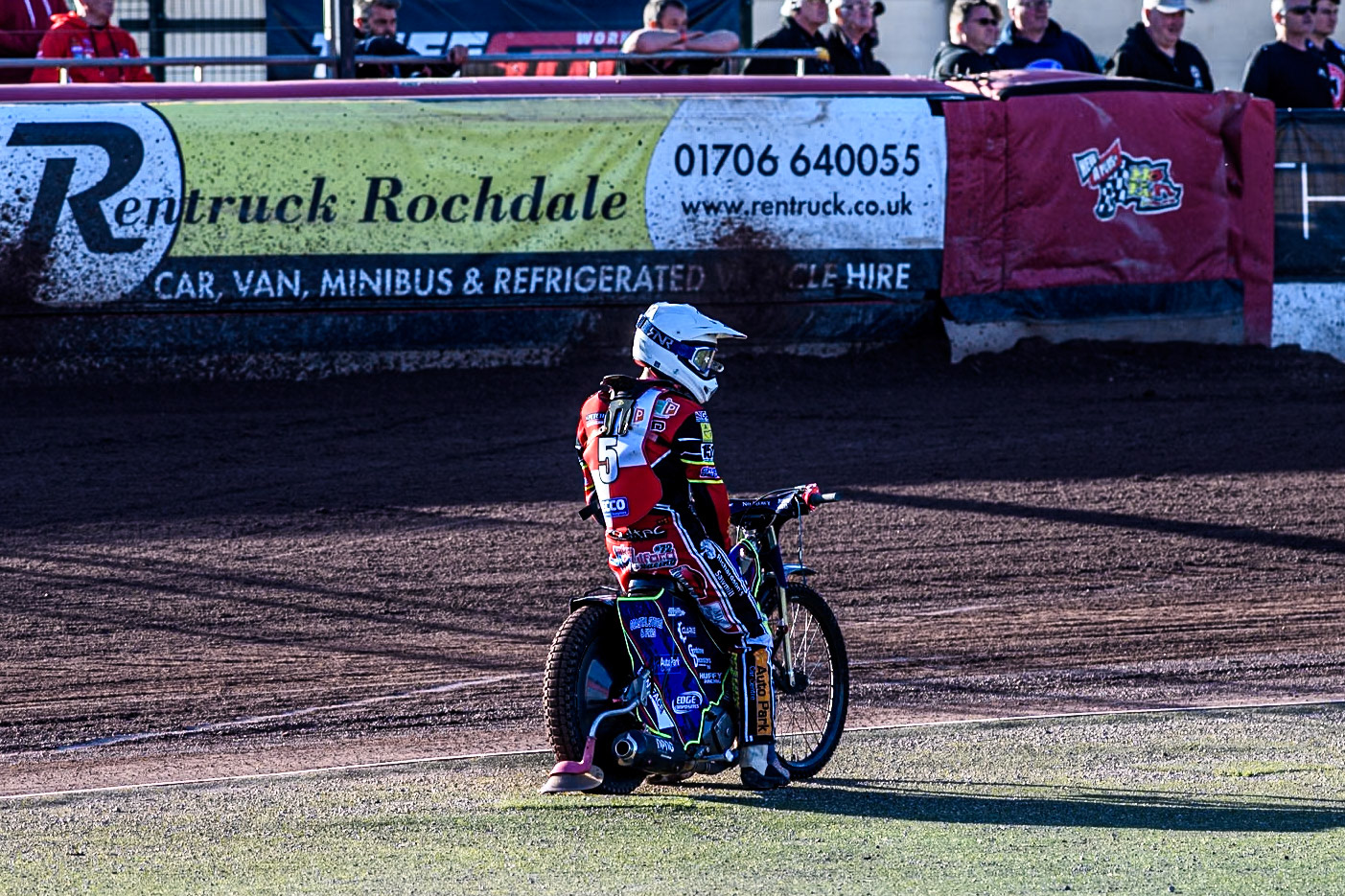 Middlesbrough Tigers' Jake Mulford waits after his machine failure during the WSRA National Development League match between Belle Vue Colts and Middlesbrough Tigers at the National Speedway Stadium, Manchester on Monday 17th June 2024. (Photo: Ian Charles | MI News)