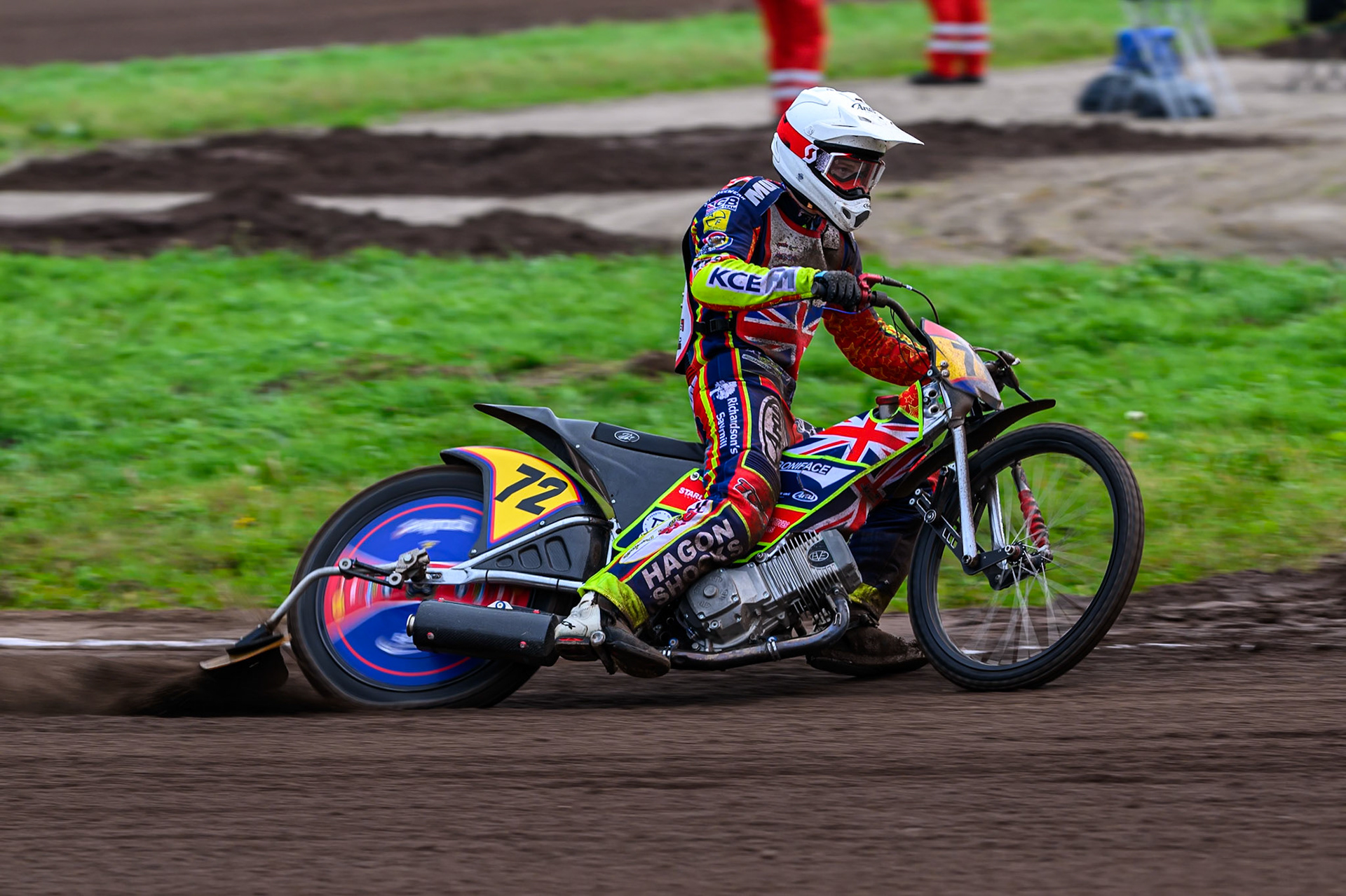 Jake Mulford (72) of Great Britain practices during the FIM Long Track World Championship Final 4, at the Speed Centre Roden, Netherlands on Sunday 21st September 2025. (Photo: Ian Charles | MI News)