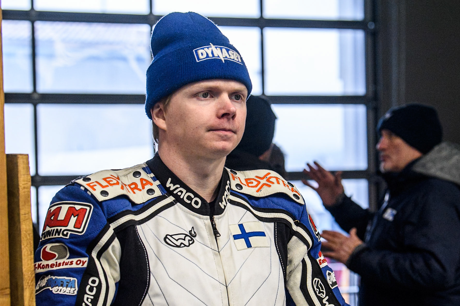 Max Koivula (24) of Finland during practice for the Ice Speedway Gladiators World Championship Finals 1 &amp; 2 at Max-Aicher-Arena, Inzell on Friday 14th March 2025. (Photo: Ian Charles | MI News)