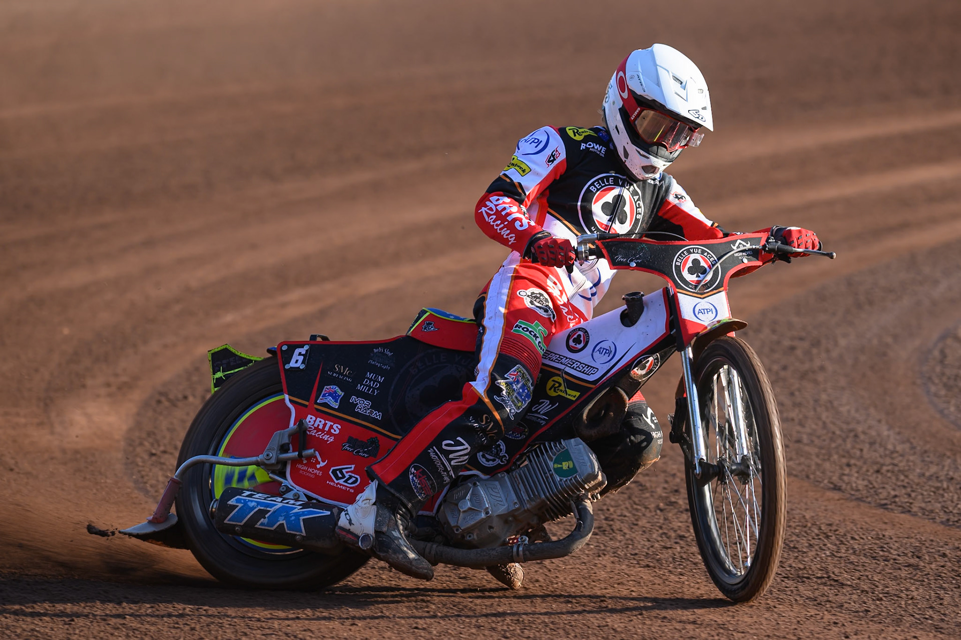 Belle Vue Aces' Tate Zischke in action during the Rowe Motor Oil Premiership match between Leicester Lions and Belle Vue Aces at the Hydroscand Arena, Leicester on Thursday 19th June 2025. (Photo: Ian Charles | MI News)