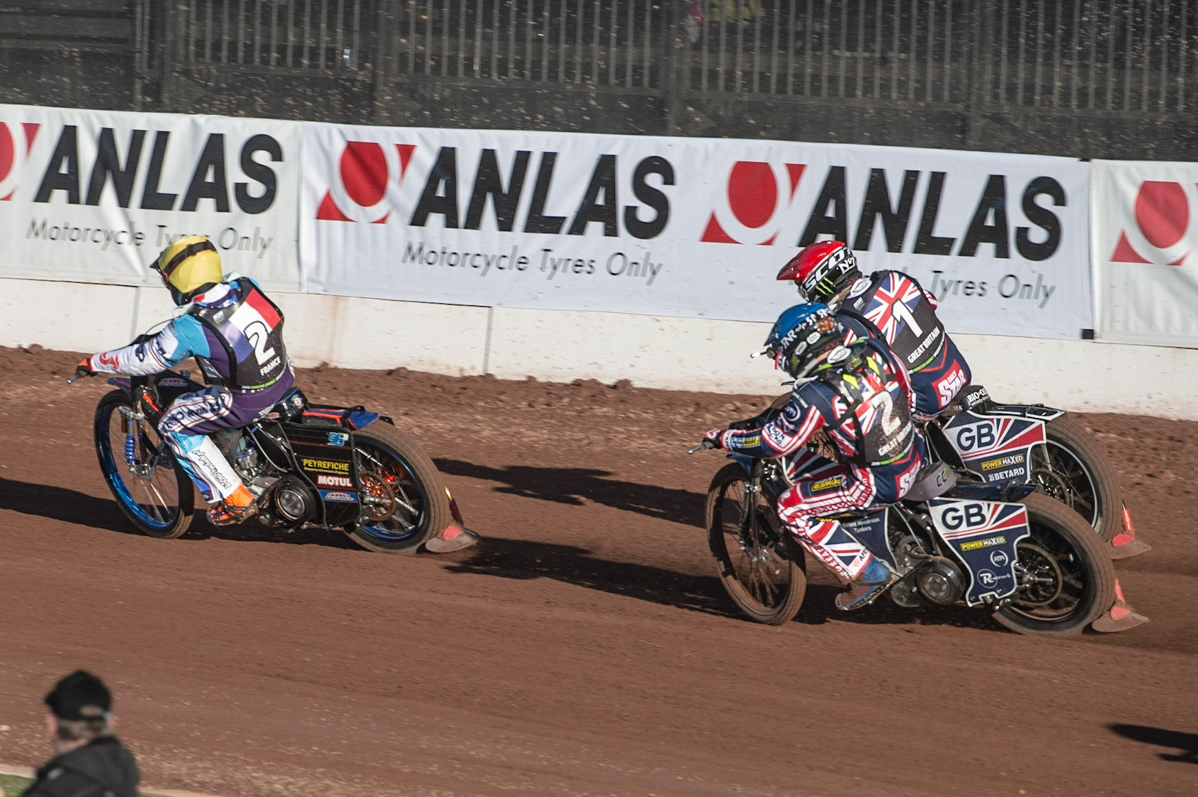 Photo: Ian Charles

Dimitri Berge (Yellow) is chased by Tai Woffinden (Red) and Craig Cook (Blue)

Monster Energy FIM Speedway Of Nations, Race Off 2, Belle Vue National Speedway Stadium, Manchester 7 May  2019
