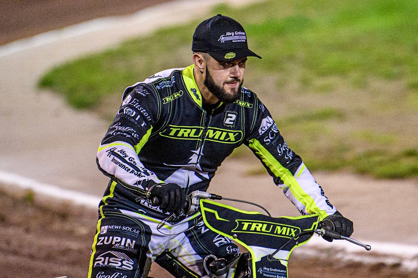 Erik Riss on the parade lap during the Sports Insure Premiership Grand Final Second Leg match between Sheffield Tigers and Ipswich Witches at Owlerton Stadium, Sheffield on Thursday 5th October 2023. (Photo: Ian Charles | MI News)
