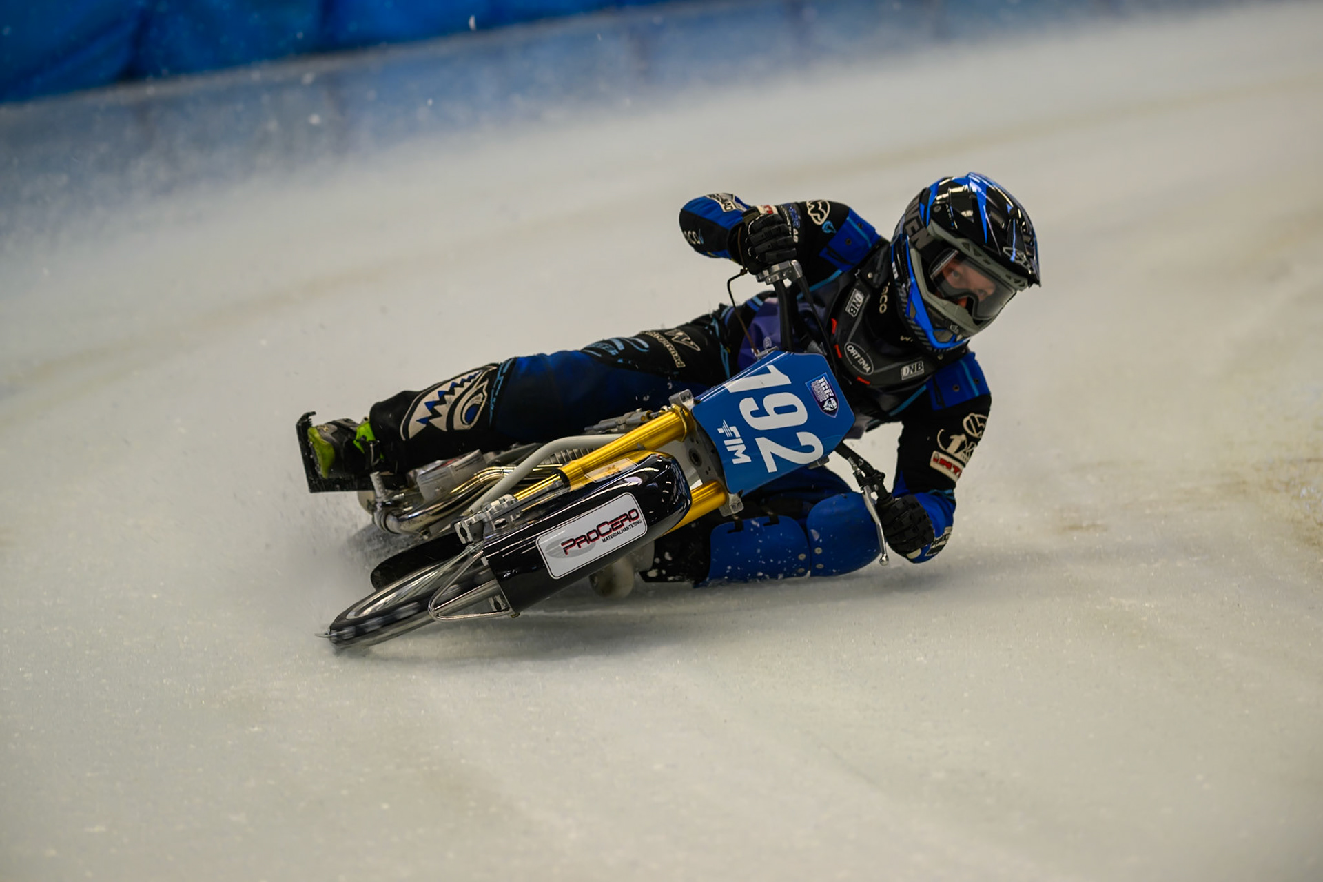 Niclas Svensson (192) of Sweden during Practice for the Ice Speedway Gladiators World Championship Finals at Max-Aicher-Arena, Inzell on Friday 13th March 2026. (Photo: Ian Charles | MI News)