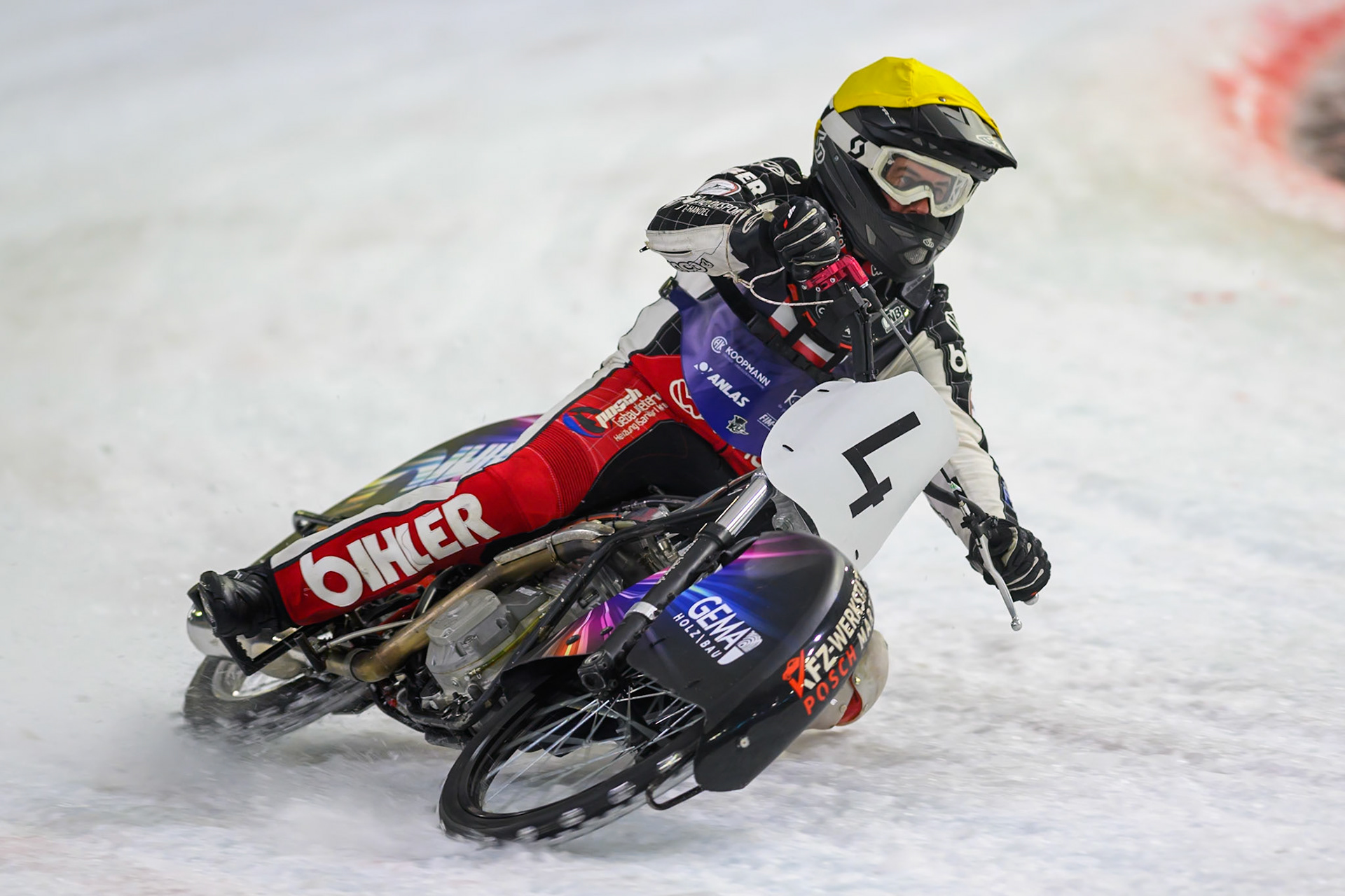 Martin Posch (4) of Austria  in action during the FIM Ice Speedway Of Nations at Ice Rink Thialf, Heerenveen on Sunday 12th April 2026. (Photo: Ian Charles | MI News)