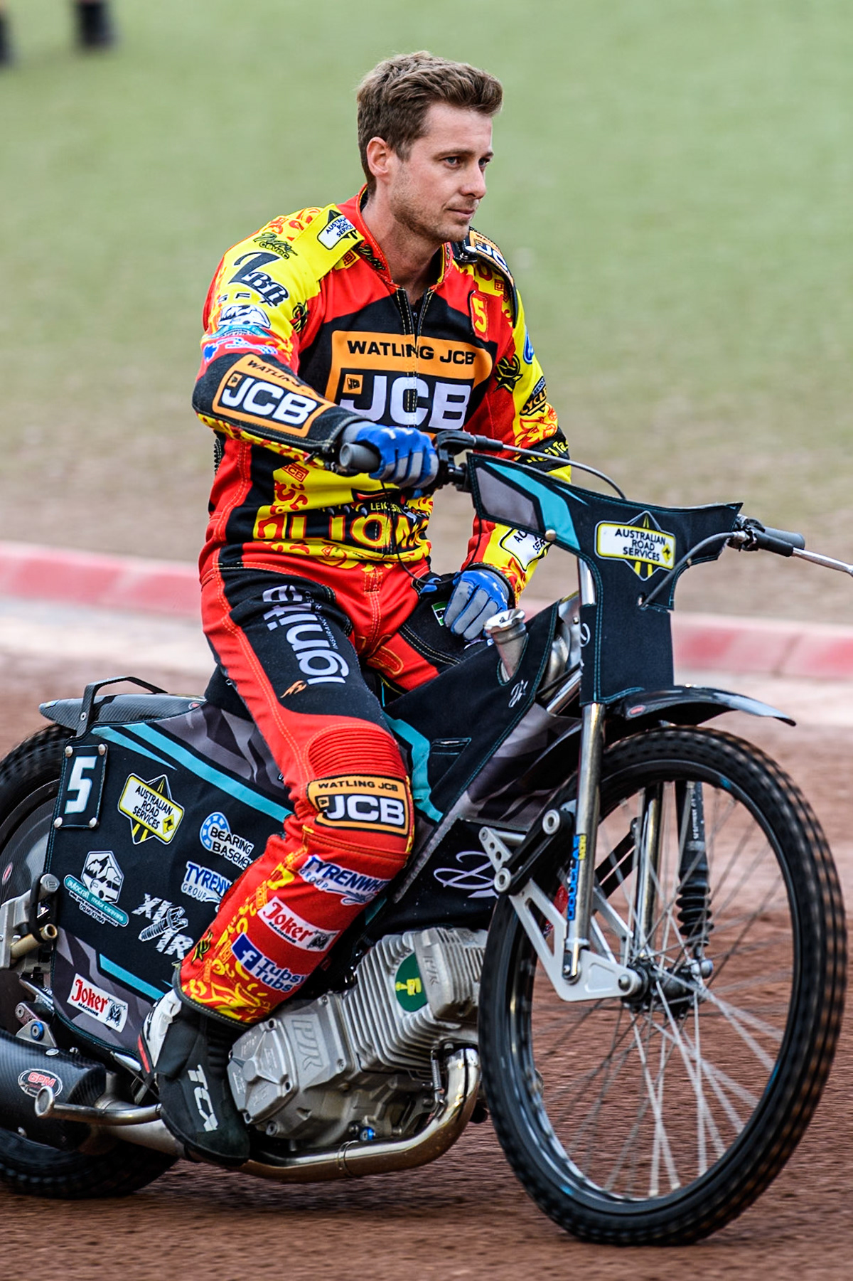 Leicester Lions' Ryan Douglas on the parade during the Rowe Motor Oil Premiership match between Belle Vue Aces and Leicester Lions at the National Speedway Stadium, Manchester on Monday 24th June 2024. (Photo: Ian Charles | MI News)