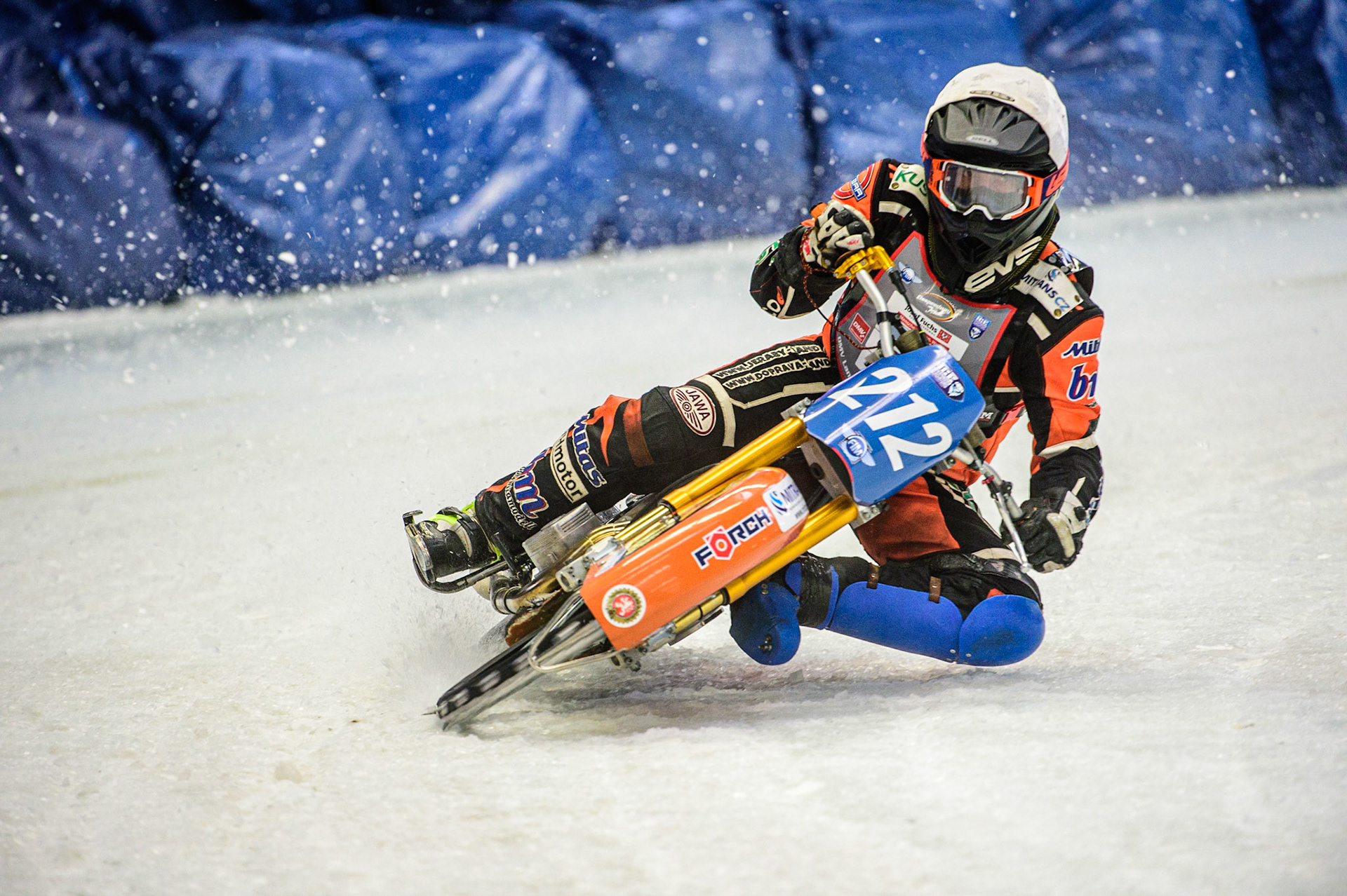Lukas Hutla (212) in action during the Ice Speedway Gladiators World Championship Final 2 at Max-Aicher-Arena, Inzell, Germany on Sunday 19th March 2023. (Photo: Ian Charles | MI News)