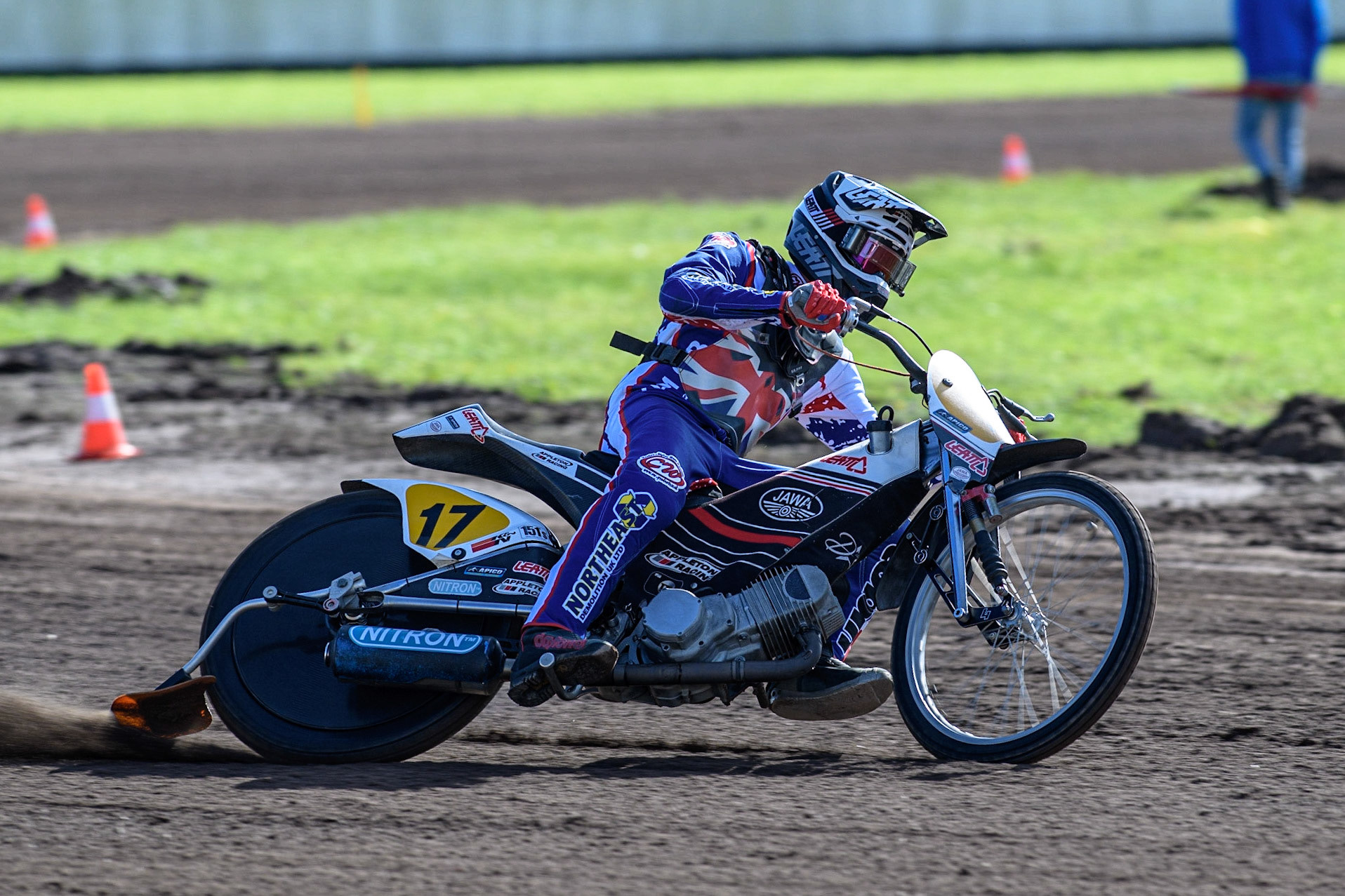 Andrew Appleton practices  during the FIM Long Track Of Nations event at the Speed Centre Roden on Sunday 24th September 2023. (Photo: Ian Charles | MI News)