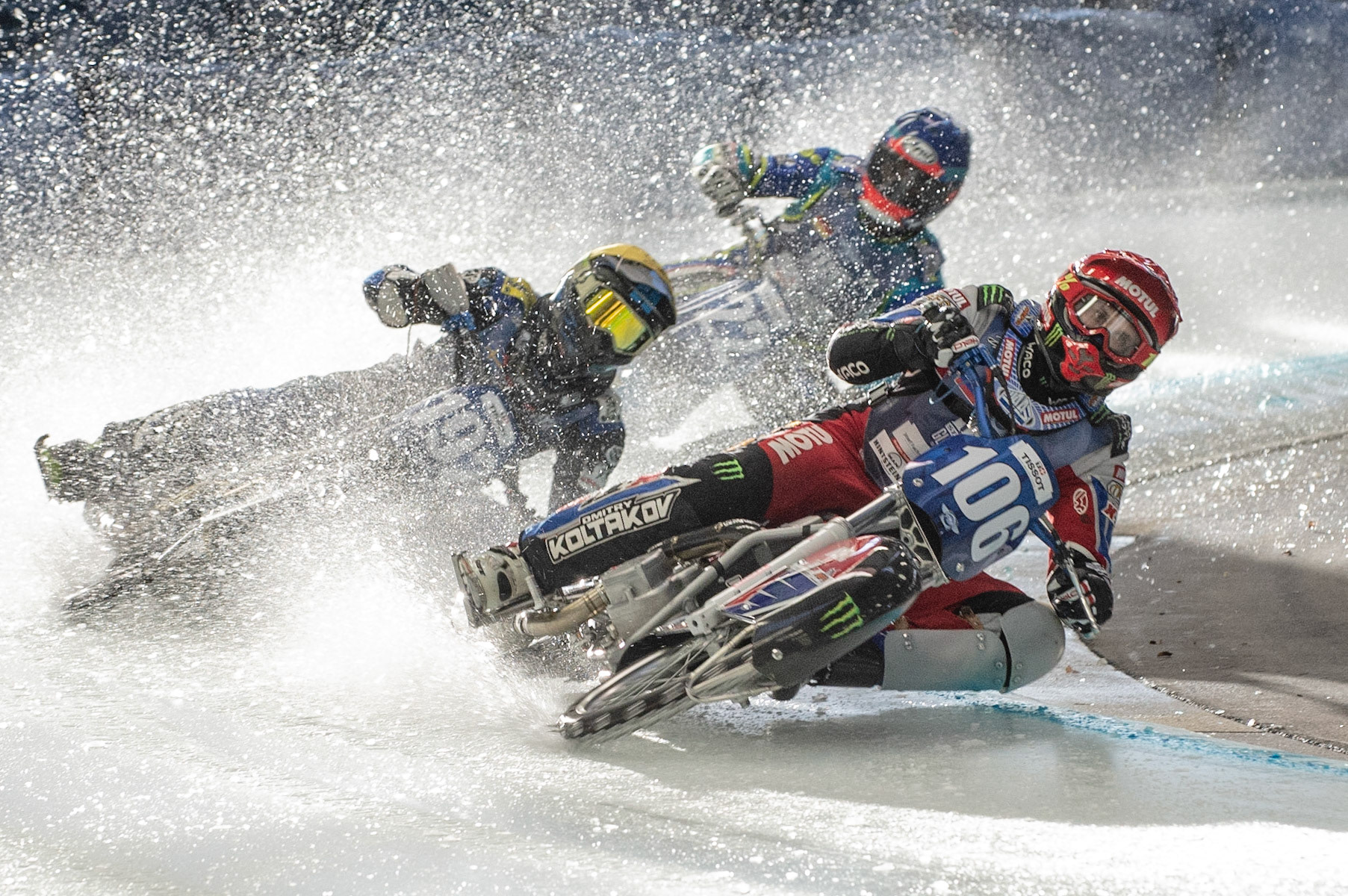 Photo: Ian Charles

Dmitri Koltakov (106) inside Niclas Svensson (192) and Gunther Bauer (22)

FIM Ice Speedway Gladiators World Championship, Event 4.1, Max-Aicher-Arena, Inzell, Germany, Saturday 16 March 2019