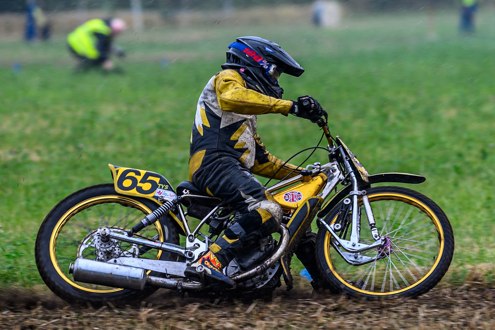 Tim Dixon (65) in action in the Upright Engine Class during the ACU Northern Grass Track Riders Championship at Cheshire Grass Track Club, Frog Lane, Knutsford, Cheshire on Sunday 20th July 2025. (Photo: Ian Charles | MI News)