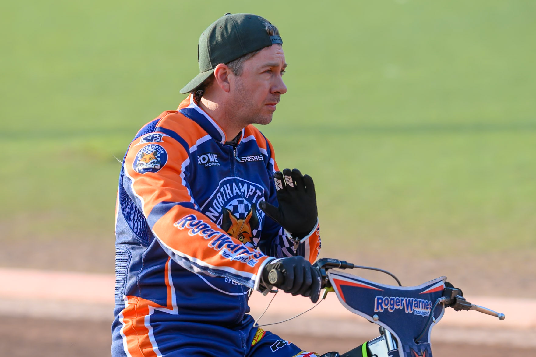 Troy Batchelor of Northampton Foxes  on the parade lap during the Rowe Motor Oil Premiership match between Belle Vue Aces and Northampton Foxes at the National Speedway Stadium, Manchester on Monday 13th July 2026. (Photo: Ian Charles | MI News)