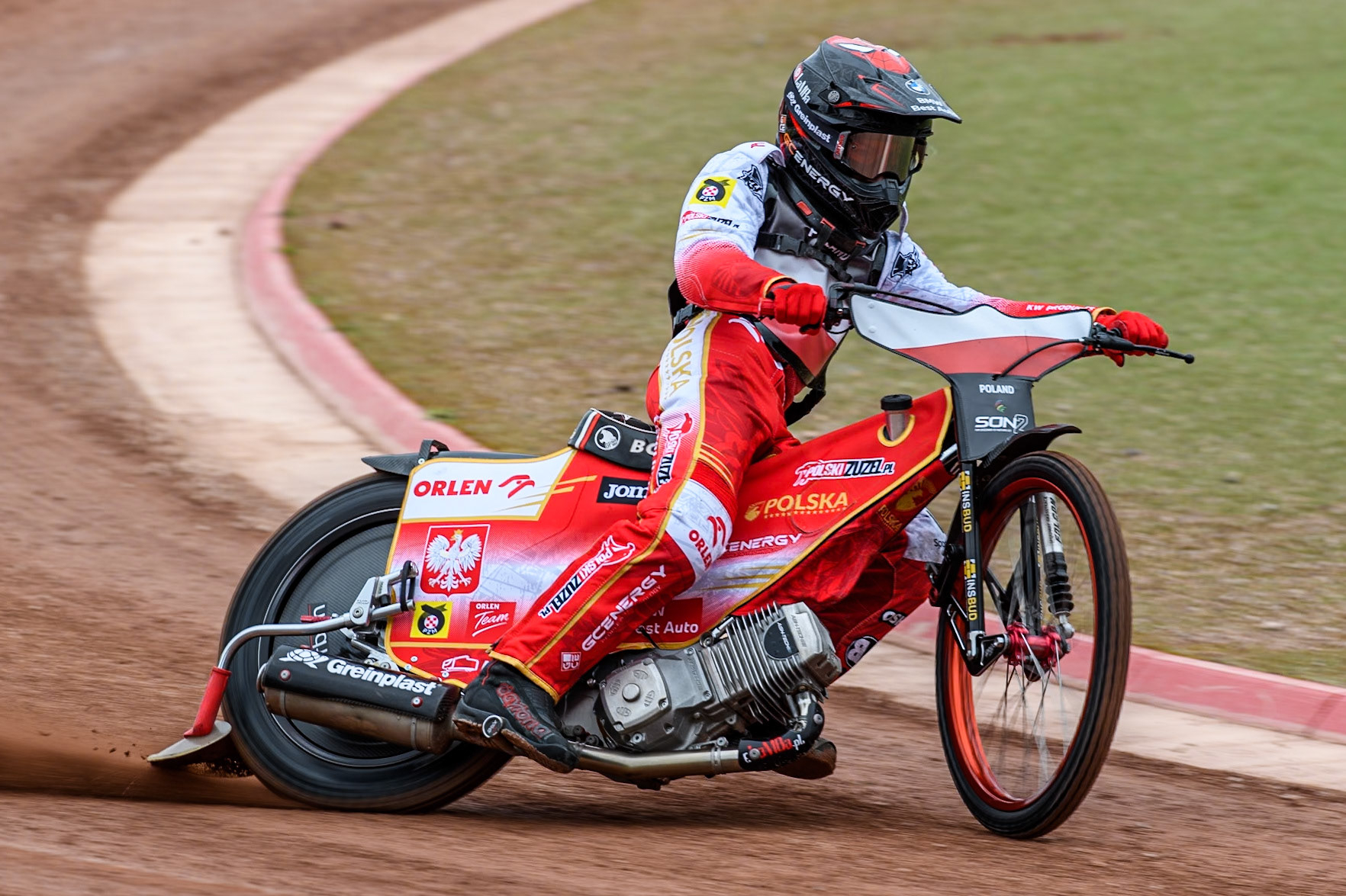 Bartosz Banbor of Poland practices during the Monster Energy FIM Speedway of Nations 2 (Under 21) Final at the National Speedway Stadium, Manchester on Friday 12th July 2024. (Photo: Ian Charles | MI News)