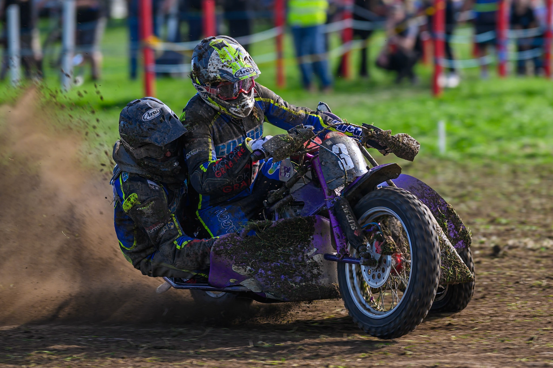 British Masters 1000cc Sidecars: John Hand/Adrian North (3) during the British Masters Grasstrack Championship at Lower Marsh Farm, Much Hoole, Preston in Lancashire, England on Sunday 13th September 2026. (Photo: Ian Charles | MI News)