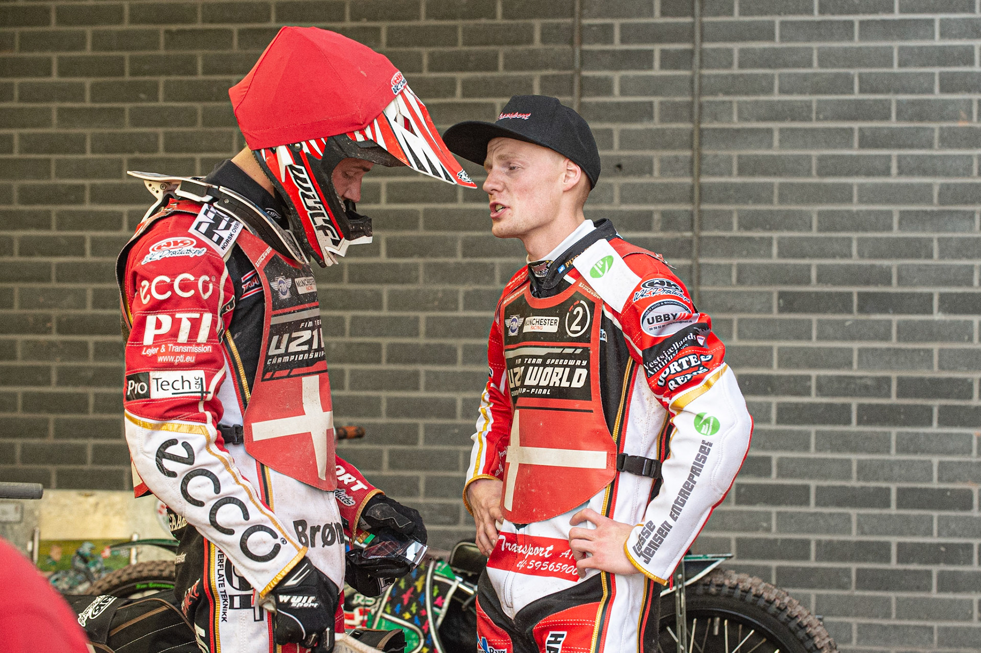 Photo: Ian Charles

Patrick Hansen (right) discusses tactics with Mads Hansen

FIM Team Speedway U-21 World Championship, National Speedway Stadium, Manchester Friday 12 July  2019
