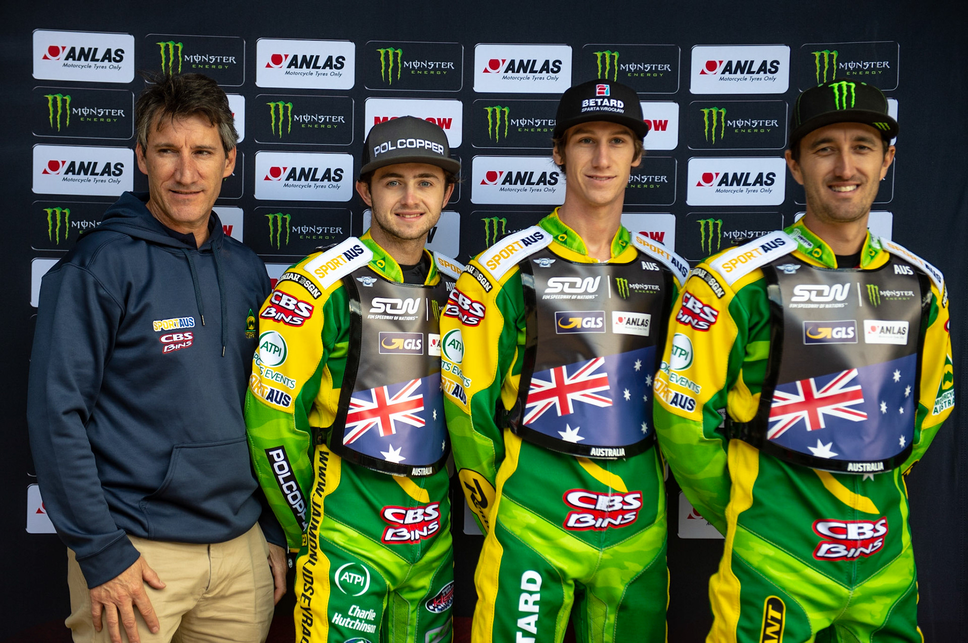 Photo: Ian Charles

Australia (l-r) Mark Lemon (manager, Jaimon Lidsey, Max Fricke, Chris Holder 

Monster Energy FIM Speedway Of Nations, Race Off 2, Belle Vue National Speedway Stadium, Manchester 7 May  2019