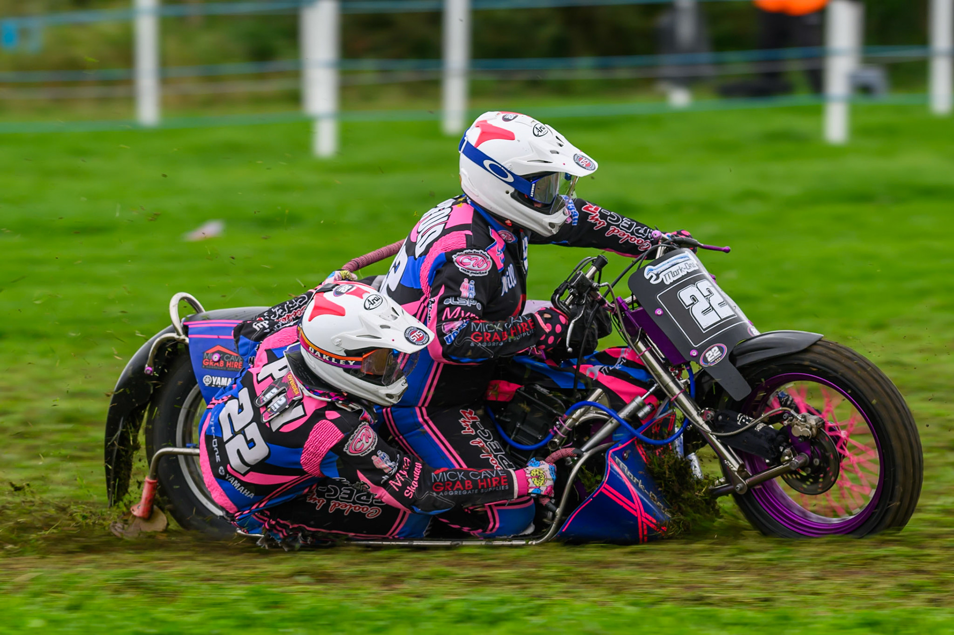 Will Penfold/Ricky Pay (22) during practice for  the British Masters Grasstrack Championship at Lower Marsh Farm, Much Hoole, Preston in Lancashire, England on Sunday 13th September 2026. (Photo: Ian Charles | MI News)