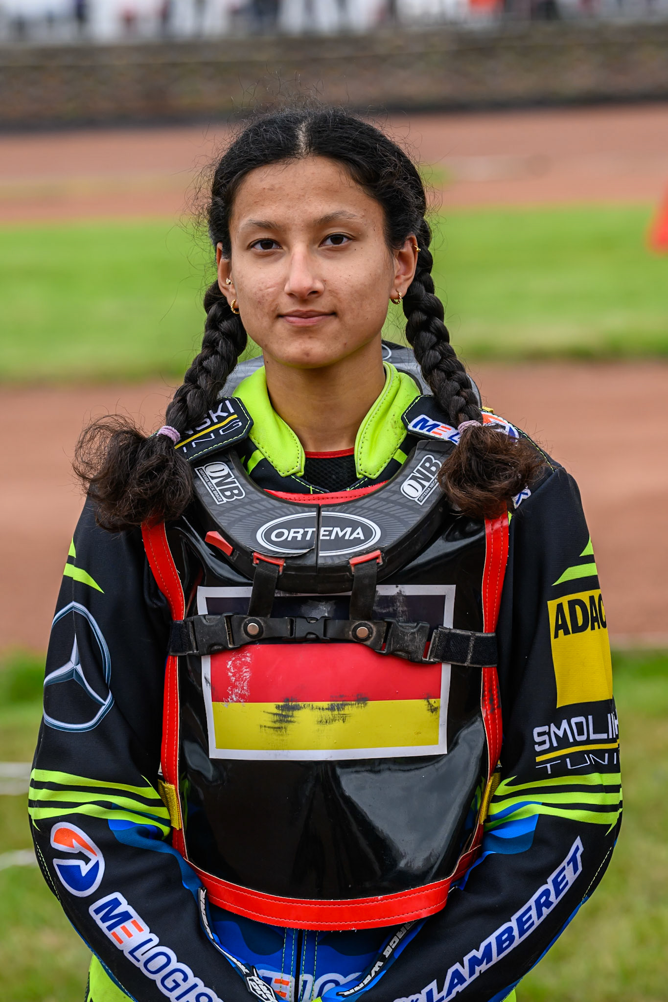 Patricia Erhart of Germany during the FIM SGP2 Qualifying Round at the Peugeot Ashfield Stadium in Glasgow on Saturday 24th May 2025. (Photo: Ian Charles | MI News)