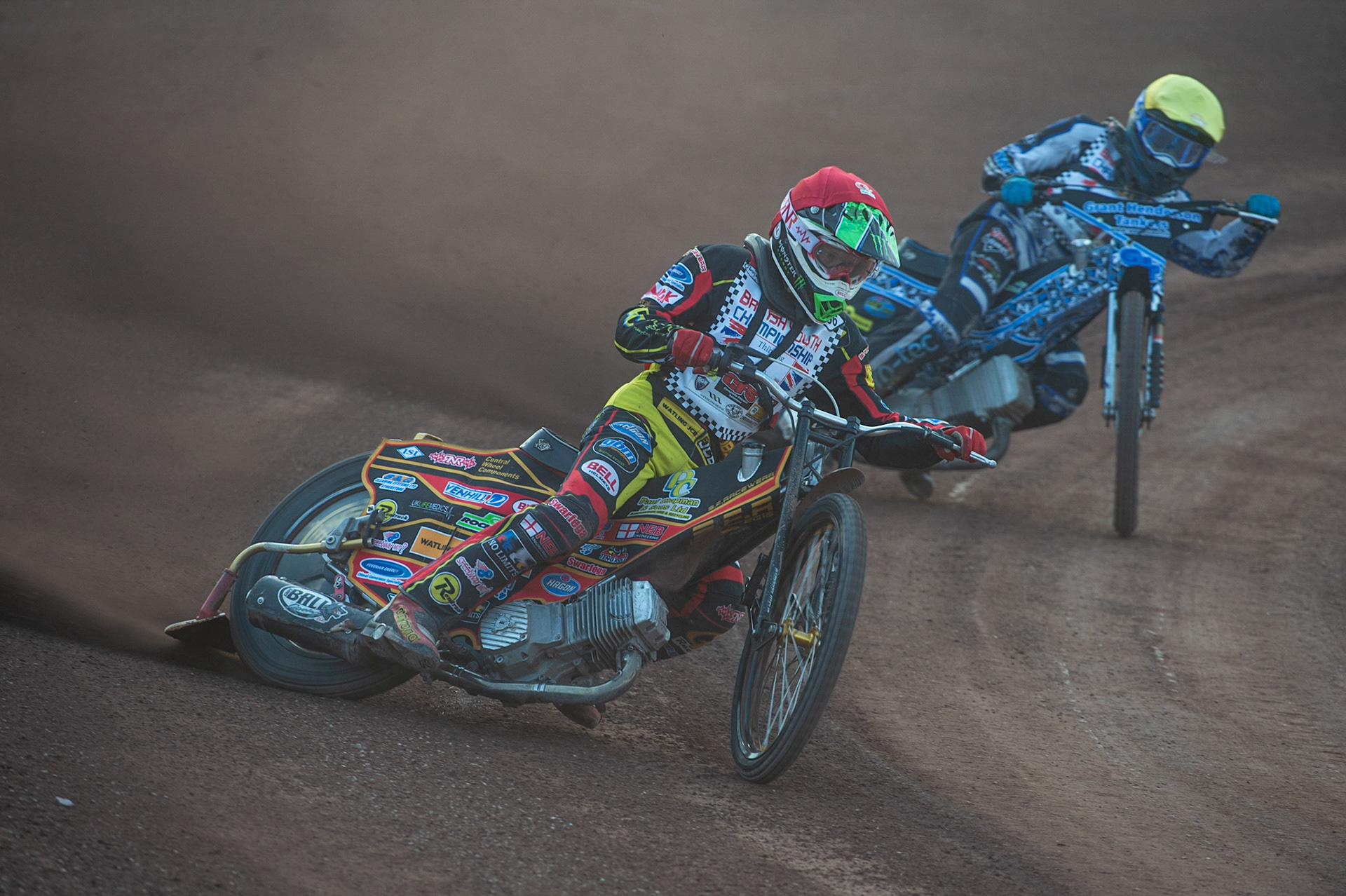 Photo: Ian Charles

Joe Thompson (Red) outside Harry McGurk (Yellow)

Summer Speed Saturday & British Youth Speedway Championship Round 5, National Speedway Stadium, Manchester, Saturday 22 June 2019