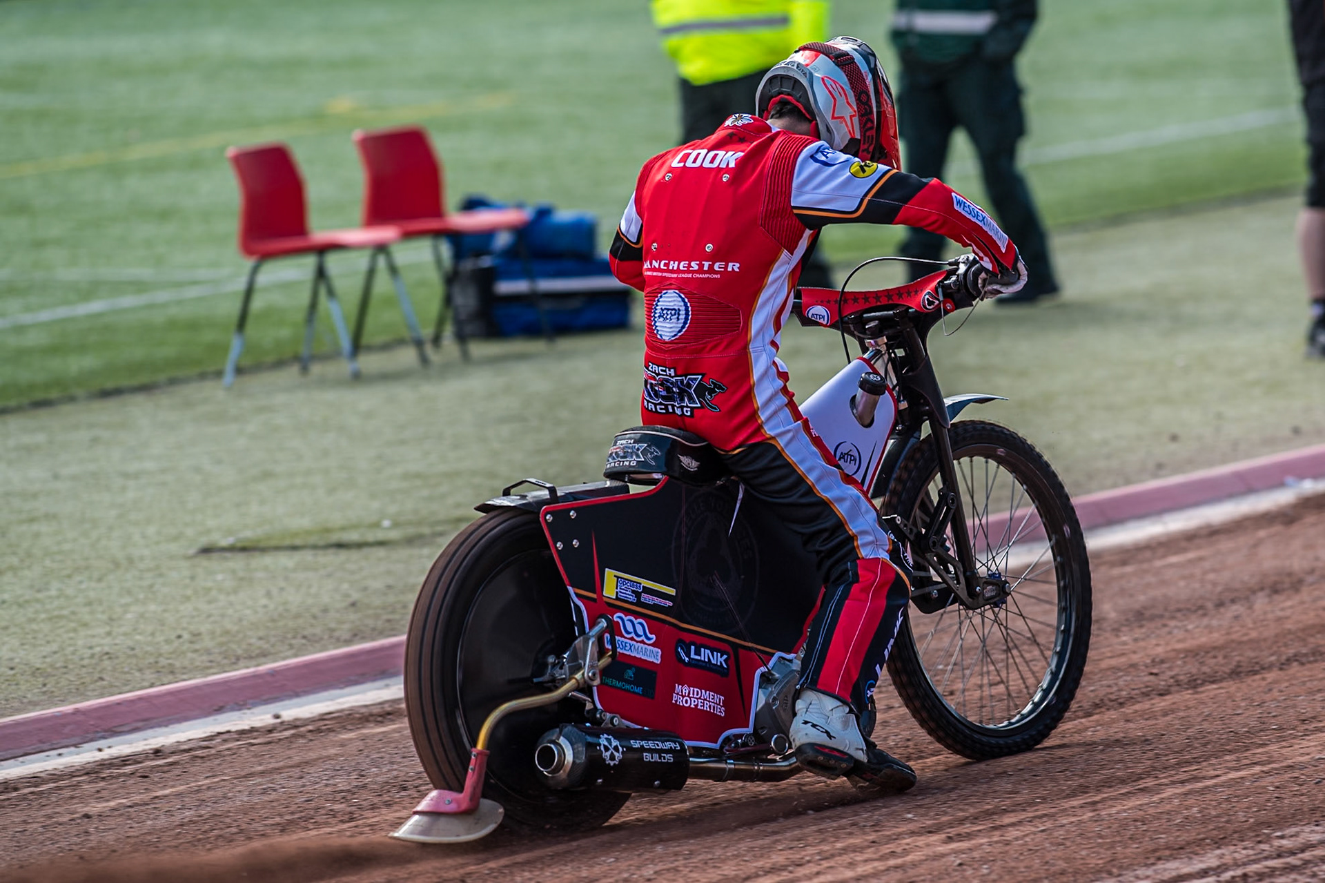 Zack Cook does a practice start during the Belle Vue Aces Media Day at the National Speedway Stadium, Manchester on Wednesday 12th March 2025. (Photo: Ian Charles | MI News)