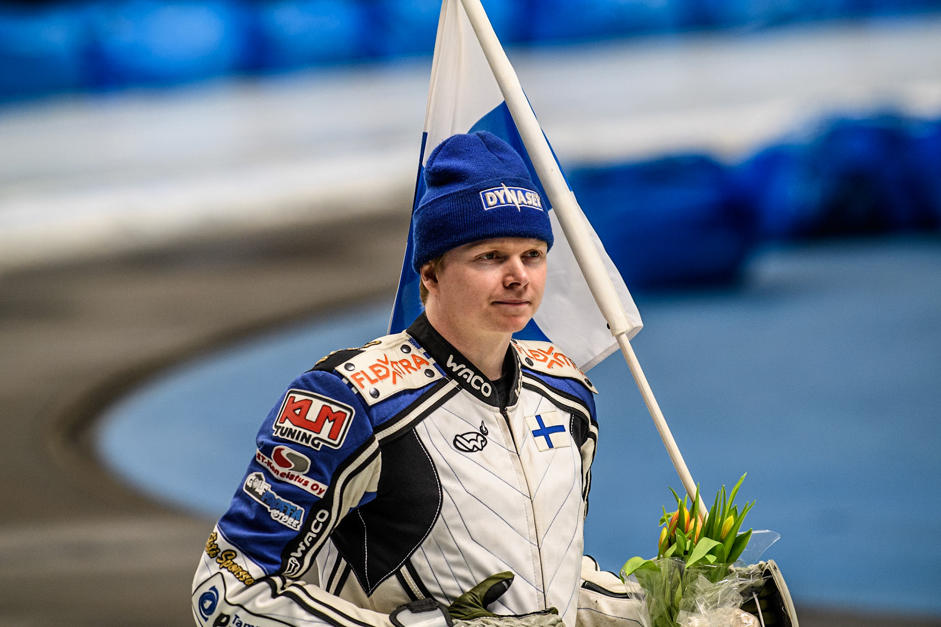 Max Koivula (24) of Finland during the Ice Speedway Gladiators World Championship Final 2 at Max-Aicher-Arena, Inzell on Sunday 16th March 2025. (Photo: Ian Charles | MI News)