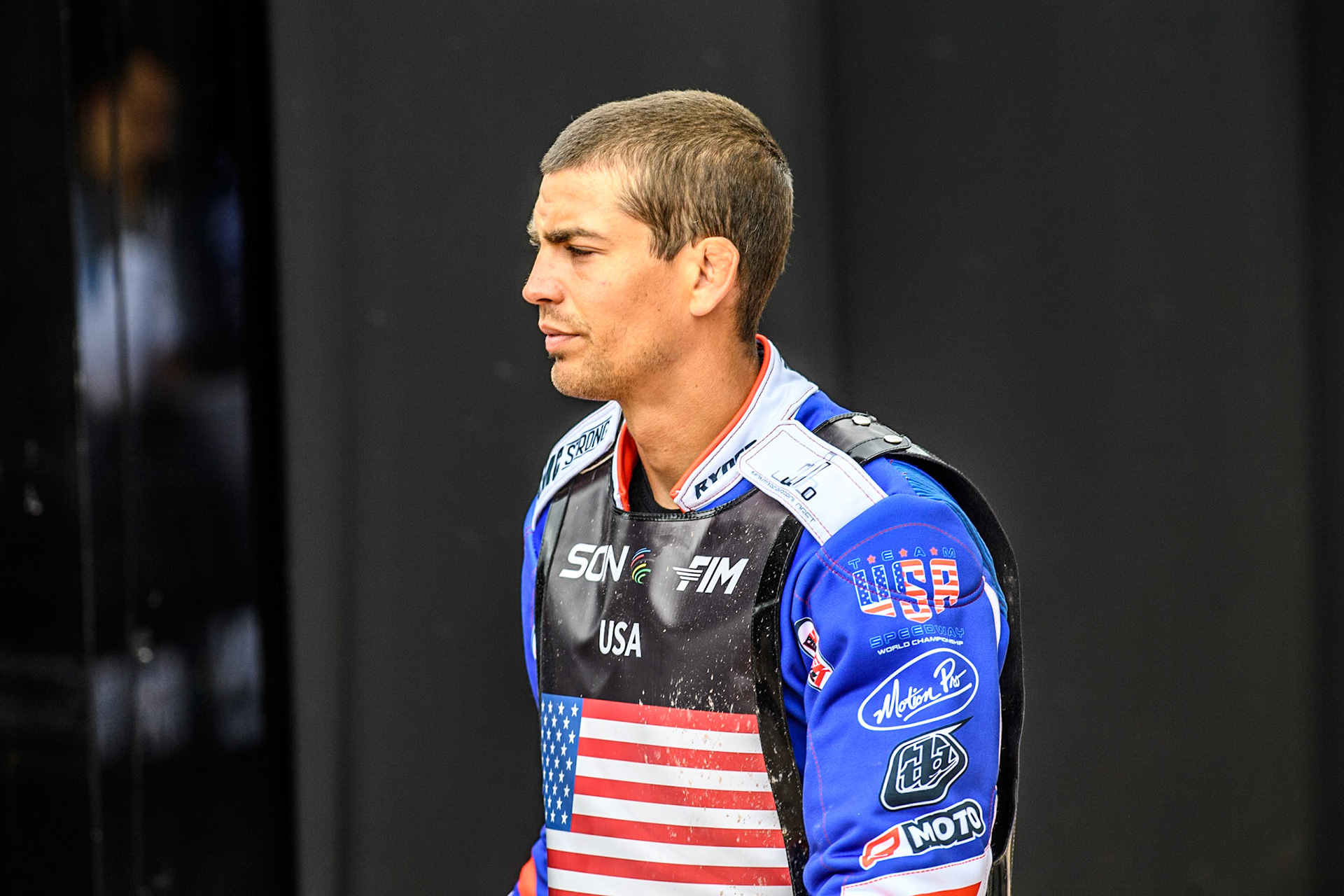 Gino Manzares of the USA during the Monster Energy FIM Speedway of Nation Semi Final 2 at the National Speedway Stadium, Manchester on Wednesday 10th July 2024. (Photo: Ian Charles | MI News)