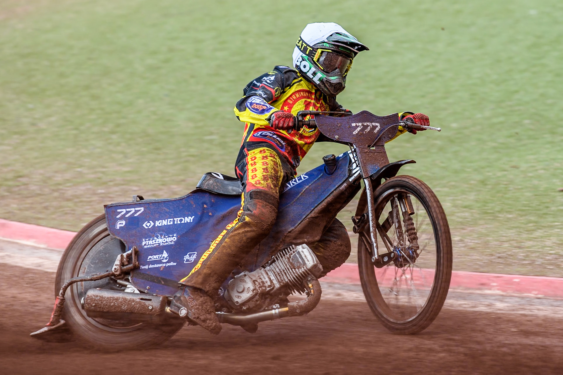 Birmingham Brummies' Piotr Pawlicki  in action during the Rowe Motor Oil Premiership match between Belle Vue Aces and Birmingham Brummies at the National Speedway Stadium, Manchester on Monday 6th May 2024. (Photo: Ian Charles | MI News)