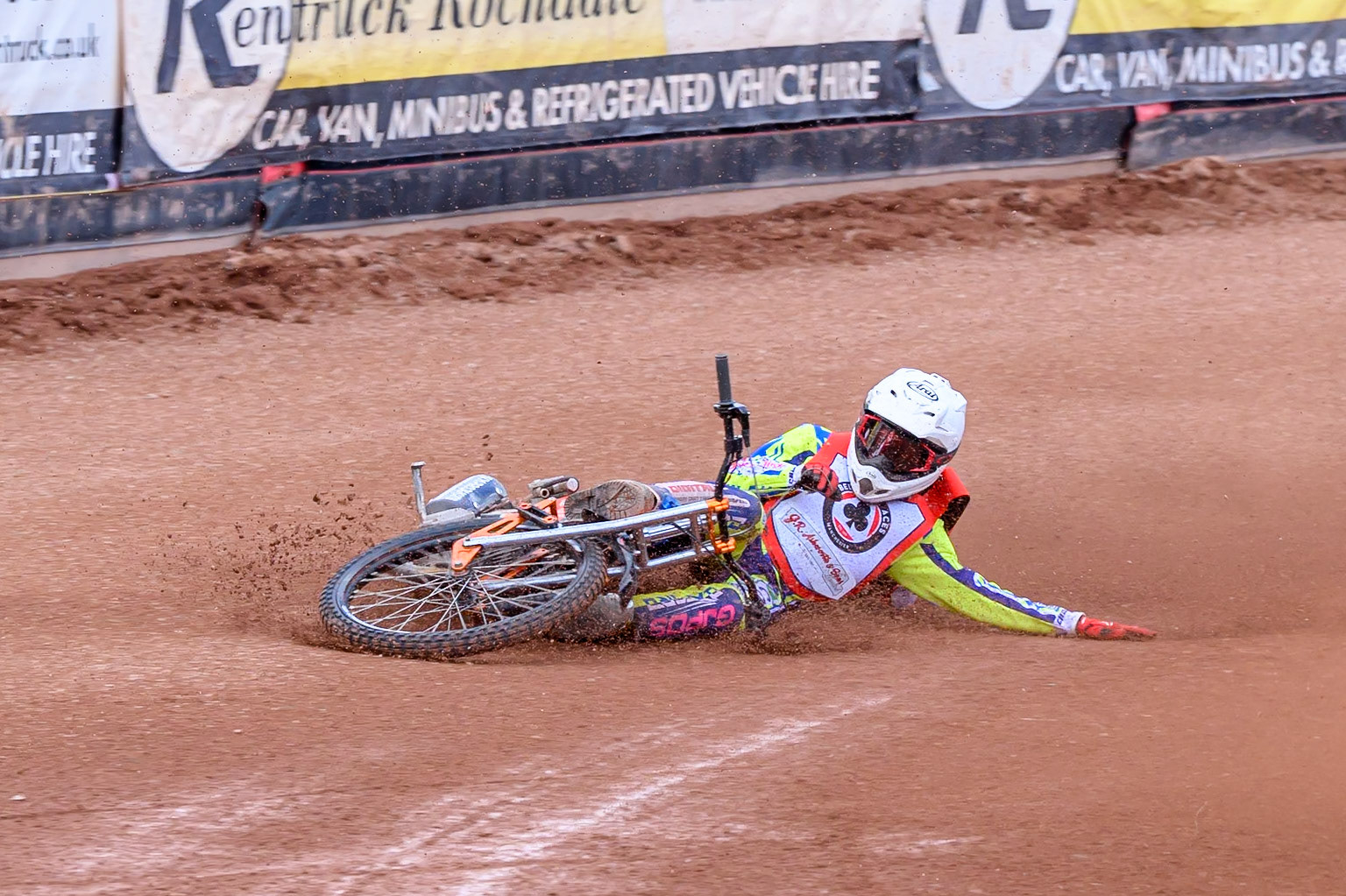 JR ASHWORTH &amp; SONS COLTS ACADEMY INDIVIDUALFreddy Hodder  in Blue leading Harry Fletcher  in White who slides off during the JR Ashworth &amp; Sons Colts Individual at the National Speedway Stadium, Manchester on Sunday 10th May 2026. (Photo: Ian Charles | MI News)