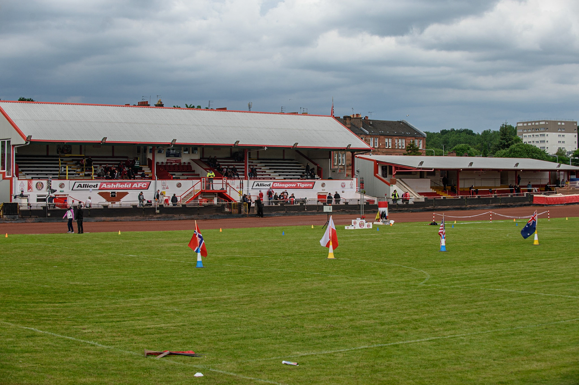 GLASGOW, UK. JUNE 19TH.  The Main Stand at the Peugeot Ashfield Stadium during the FIM Speedway Grand Prix Qualifying Round at the Peugeot Ashfield Stadium, Glasgow on Saturday 19th June 2021. (Credit: Ian Charles | MI News)