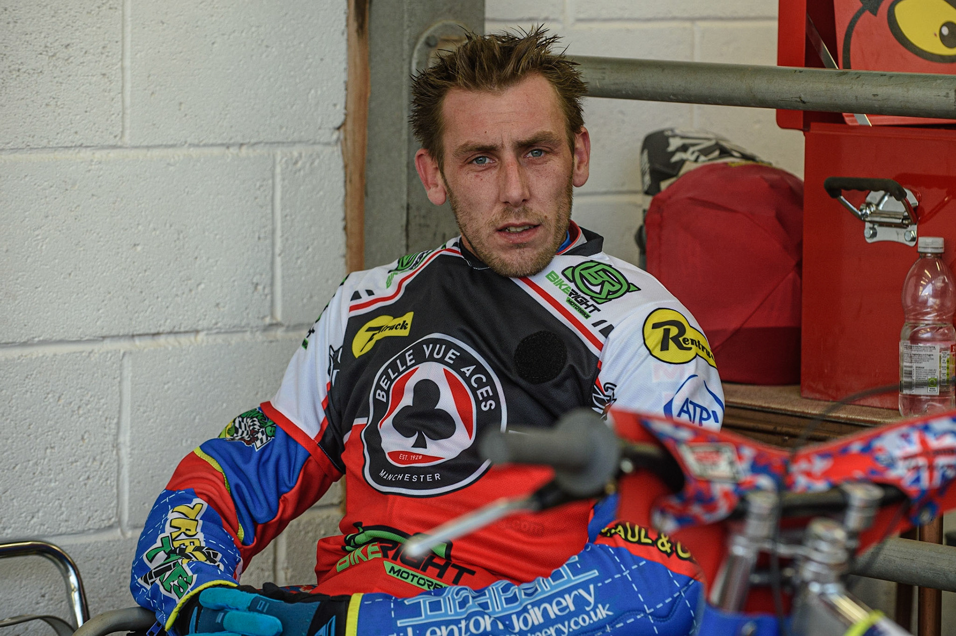 MANCHESTER UKBelle Vue Bikeright Aces  guest rider Simon Lambert during the SGB Premiership match between Belle Vue Aces and Ipswich Witches at the National Speedway Stadium, Manchester on Monday 2nd August 2021. (Credit: Ian Charles | MI News)