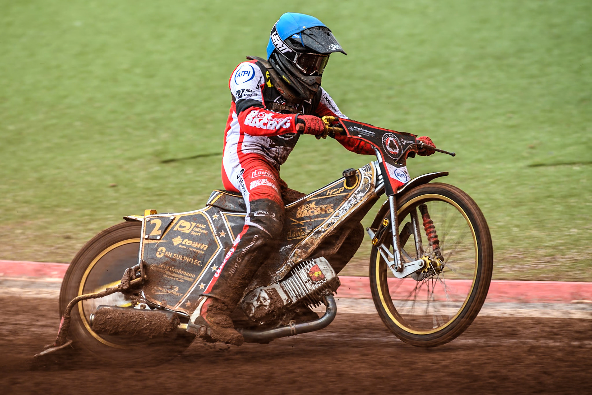 Belle Vue Aces' Norick Blödorn  in action during the Rowe Motor Oil Premiership match between Belle Vue Aces and Birmingham Brummies at the National Speedway Stadium, Manchester on Monday 6th May 2024. (Photo: Ian Charles | MI News)
