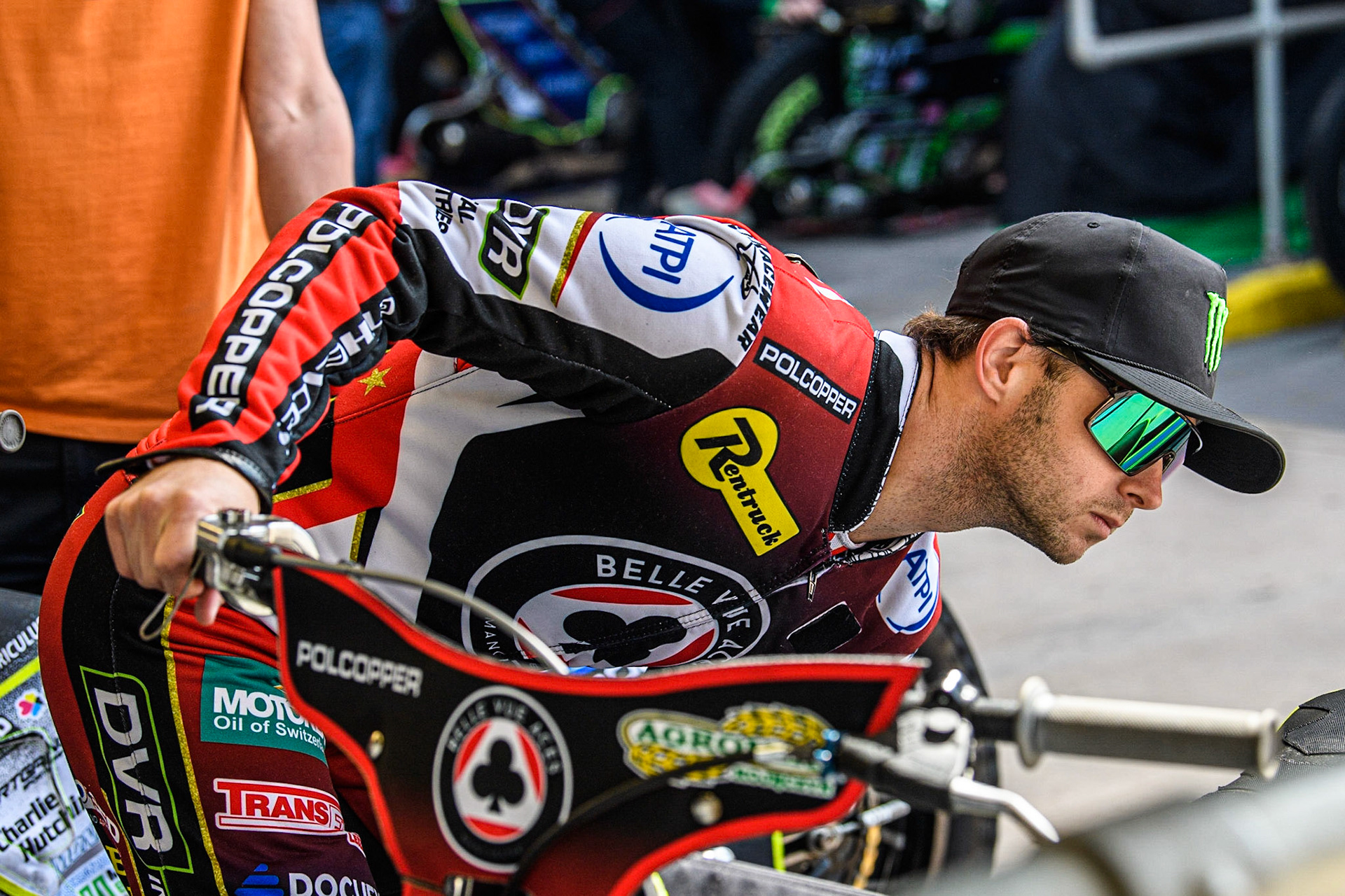 Jaimon Lidsey works on his bike during the Sports Insure Premiership match between Belle Vue Aces and Wolverhampton Wolves at the National Speedway Stadium, Manchester on Monday 29th May 2023. (Photo: Ian Charles | MI News)